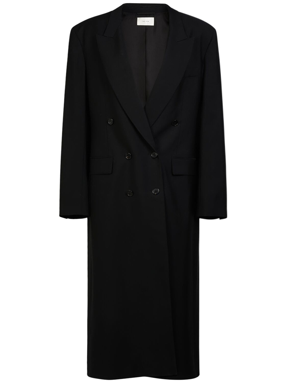 The Row Dennet Wool Long Coat In Black