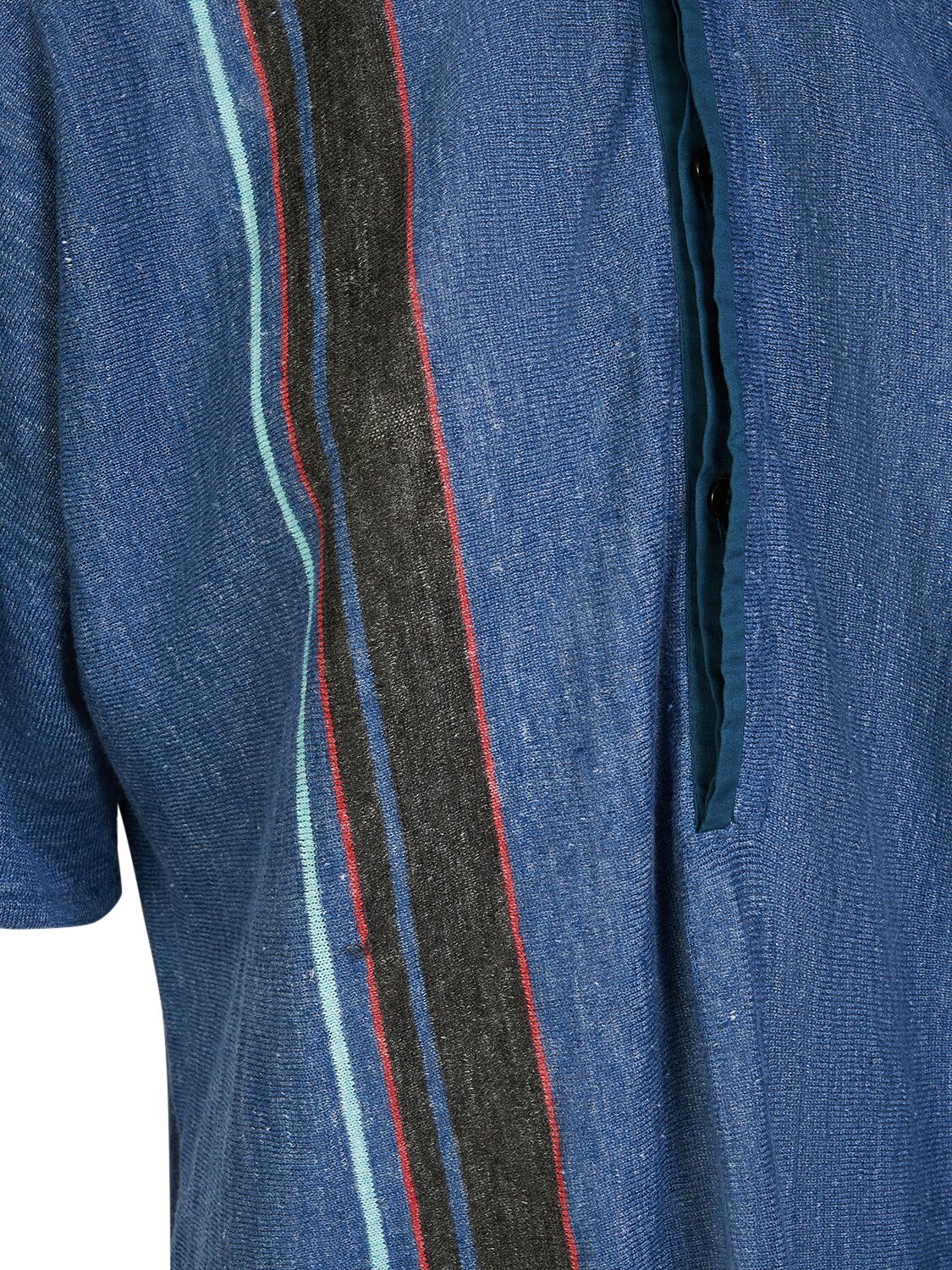 Shop The Row Eddie Linen Polo Shirt W/stripe In Blue