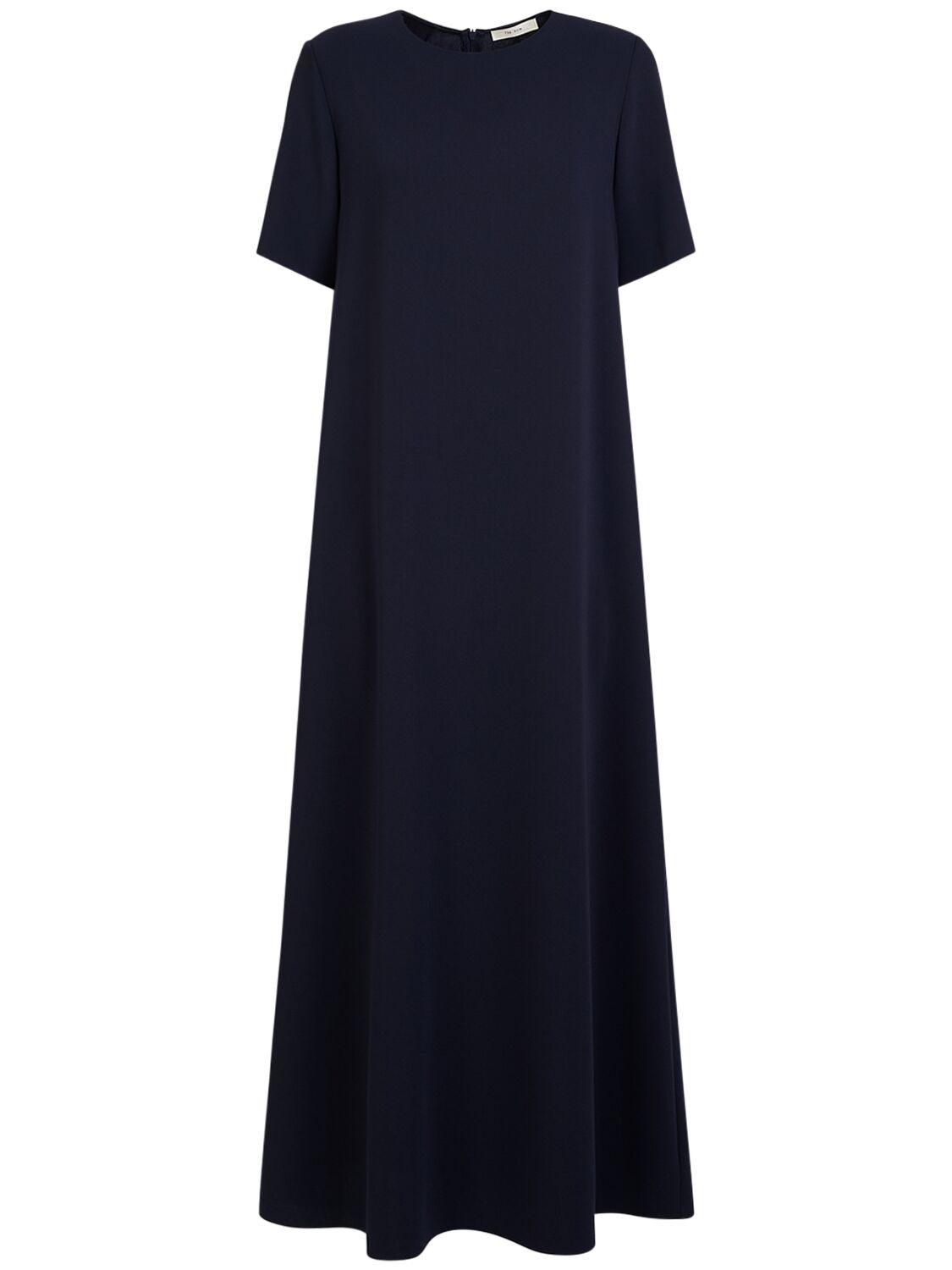 The Row Robi Wide Satin Long Dress In Navy