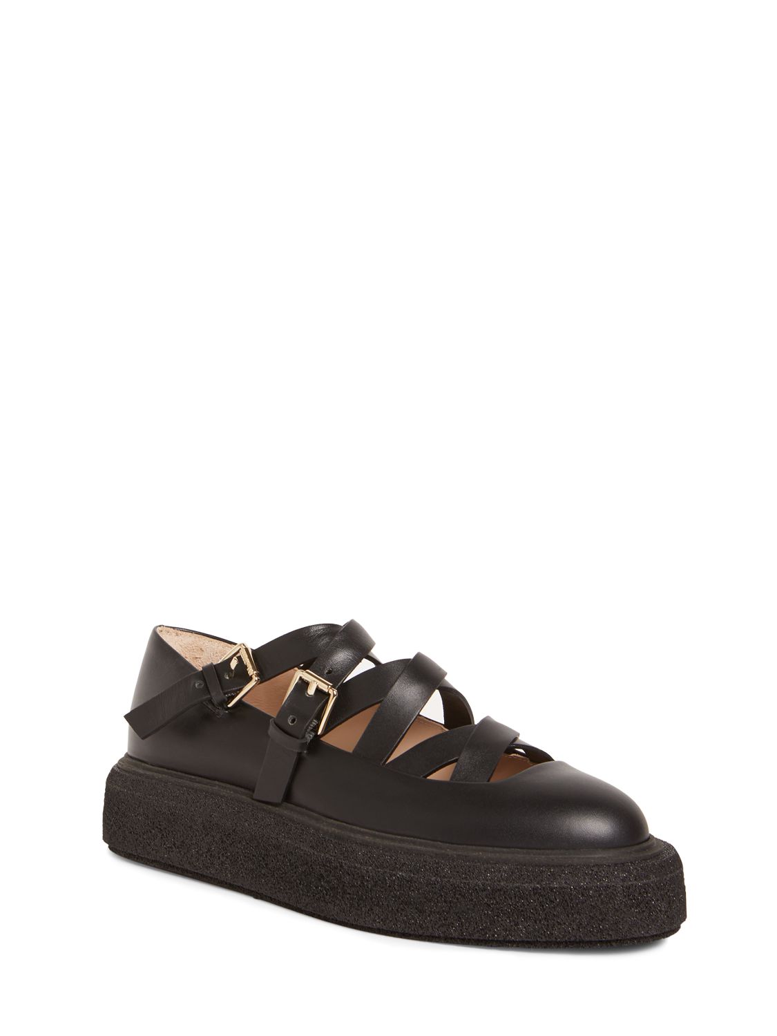 Shop Max Mara 30mm Rockballet Leather Strappy Shoes In Black