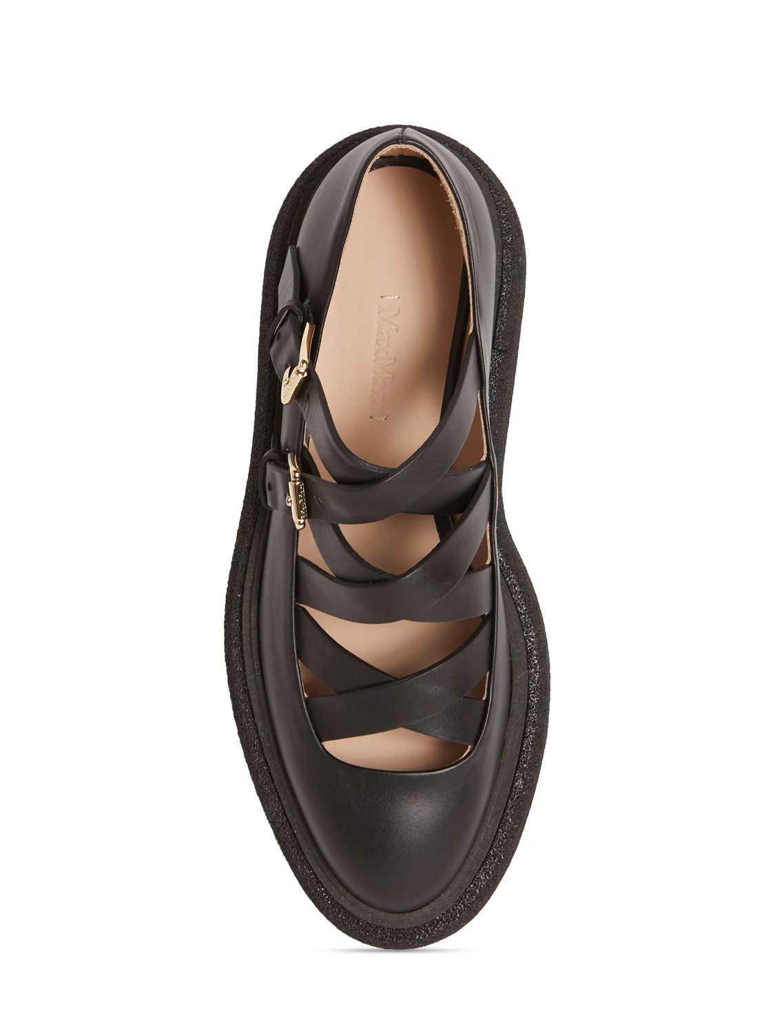 Shop Max Mara 30mm Rockballet Leather Strappy Shoes In Black