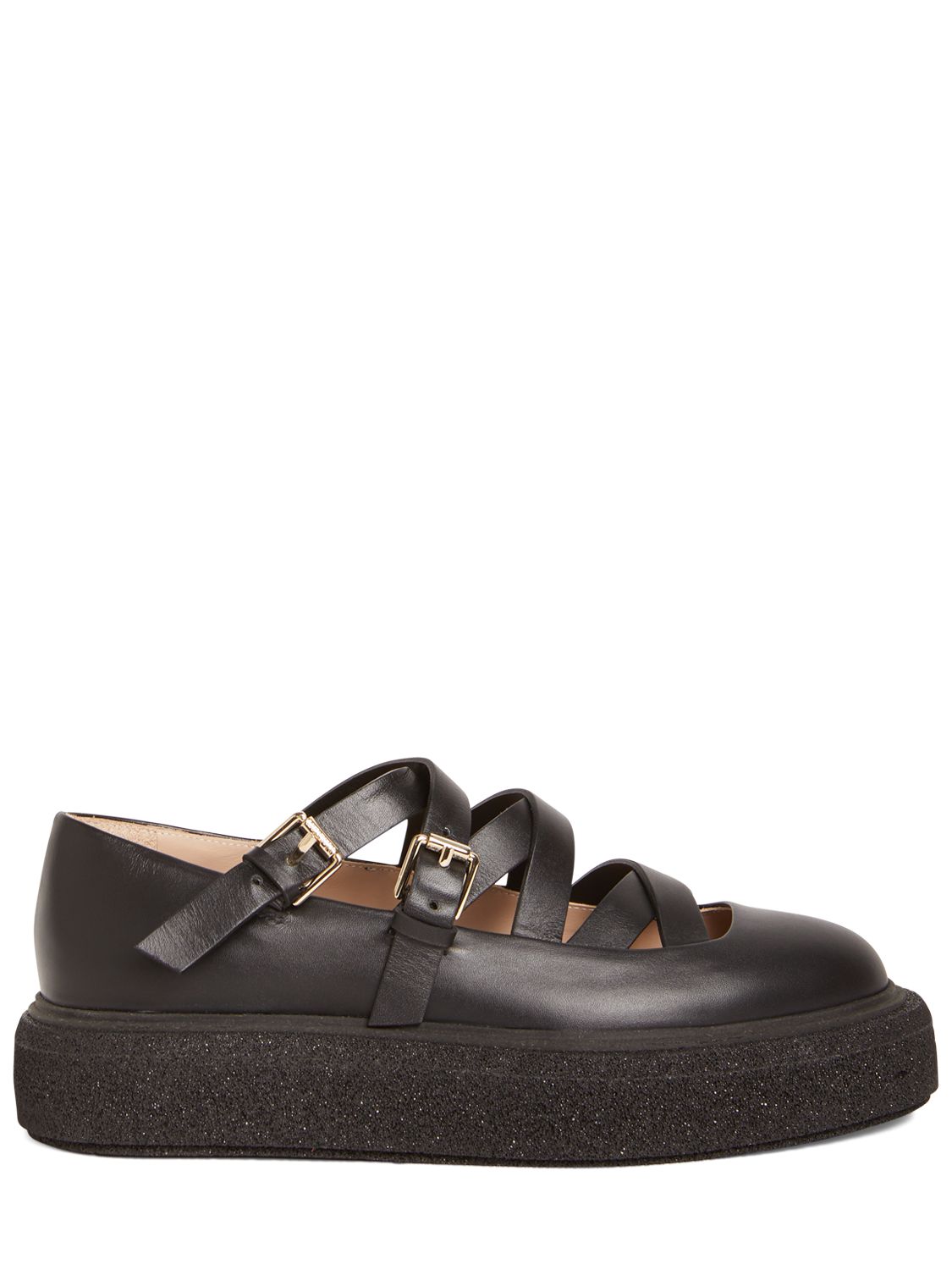 Max Mara 30mm Rockballet Leather Strappy Shoes In Black