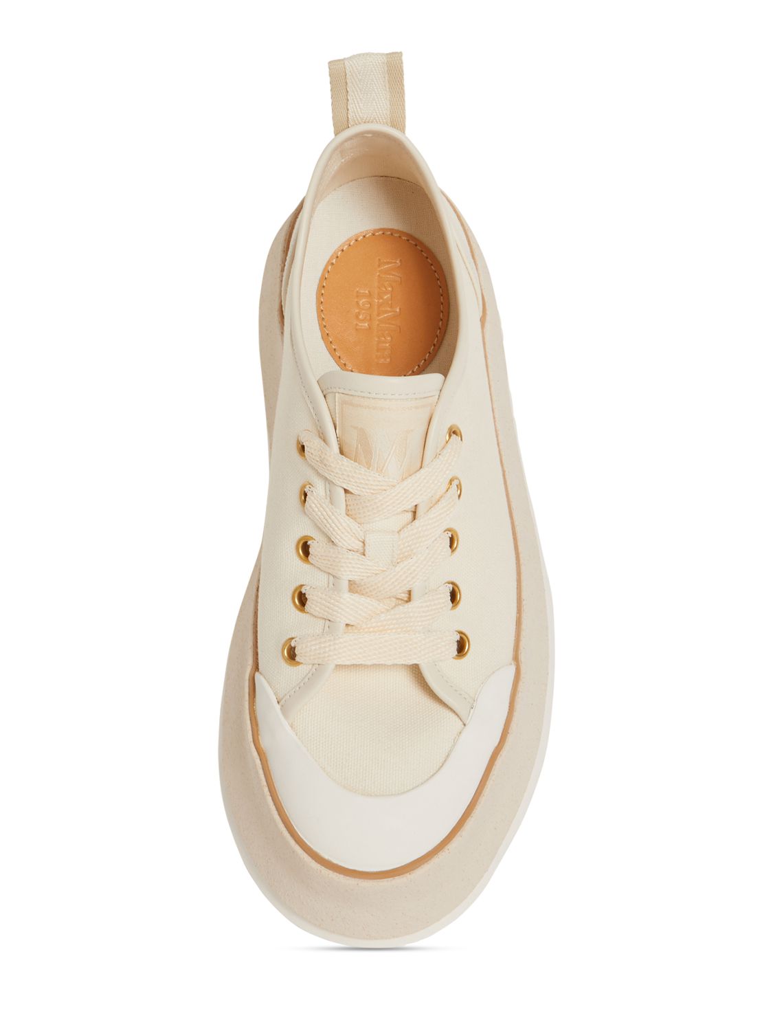 Shop Max Mara Springsneake Canvas Sneakers In Off White