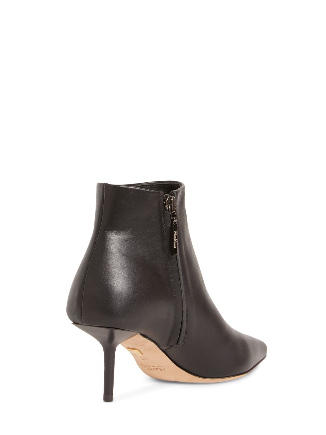 Shop Max Mara 65mm Leather Ankle Boots In Black