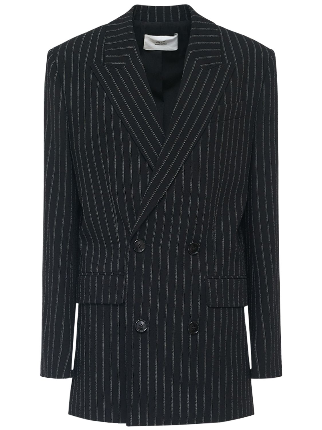 Image of Pinstripe Double Breasted Wool Jacket