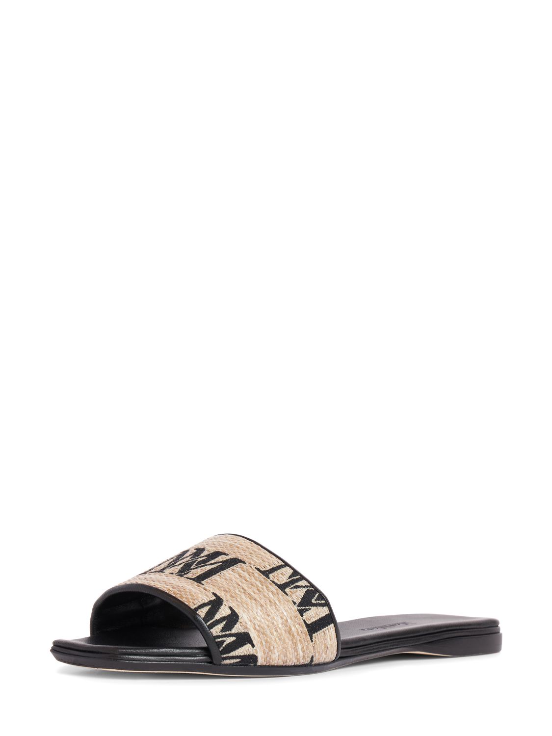 Shop Max Mara 5mm Clay Jacquard Flat Slides In Natural,black