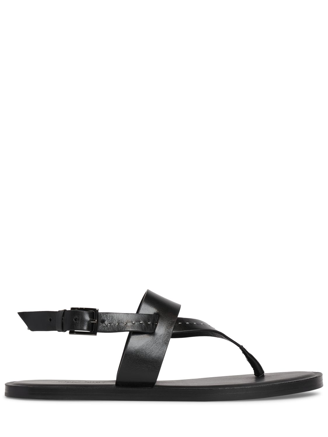 Max Mara 10mm Leather Thong Flat Shoes In Black
