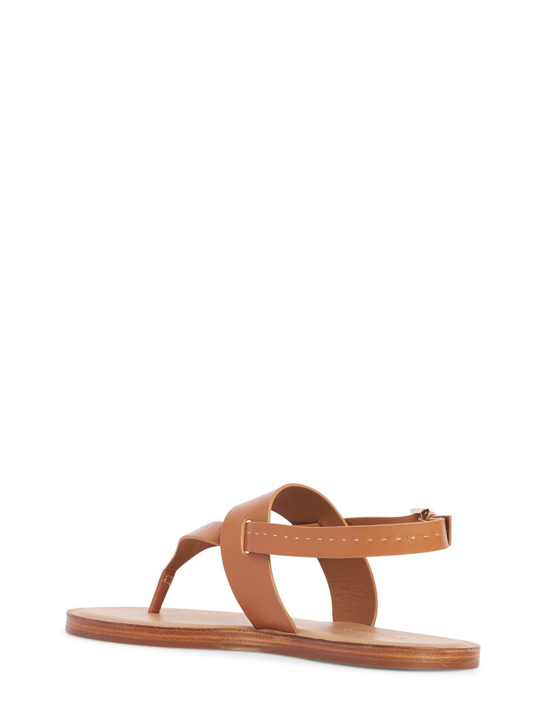 Shop Max Mara 10mm Leather Thong Thong Sandals In Tan