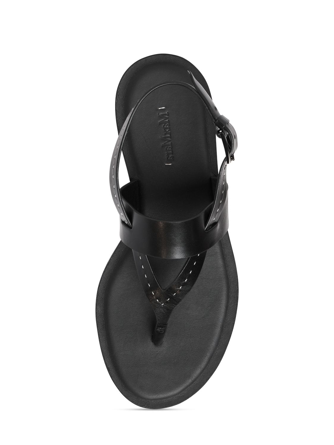Shop Max Mara 10mm Leather Thong Thong Sandals In Black