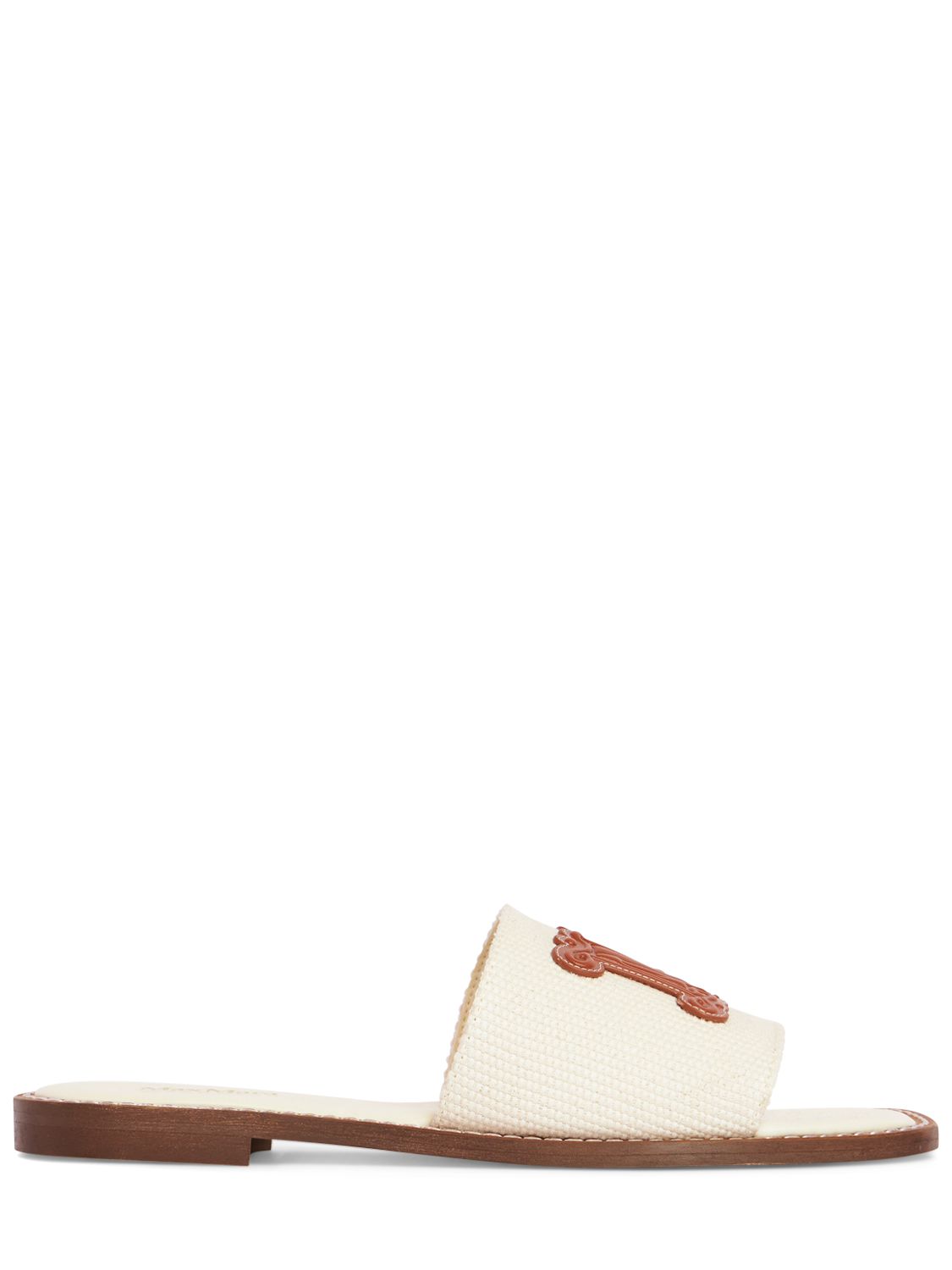 Max Mara 5mm Geneve Canvas Flat Shoes In White,brown