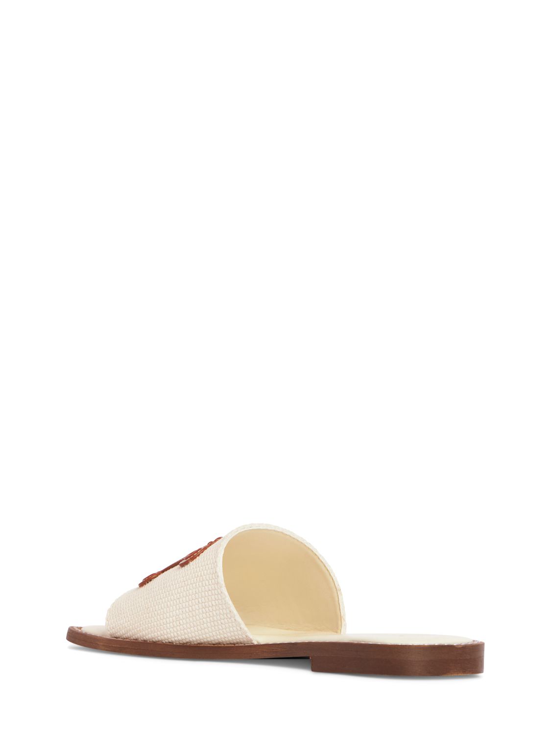 Shop Max Mara 5mm Geneve Canvas Slide Sandals In White,brown