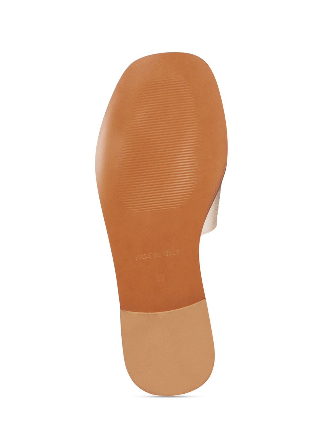 Shop Max Mara 5mm Geneve Canvas Slide Sandals In White,brown