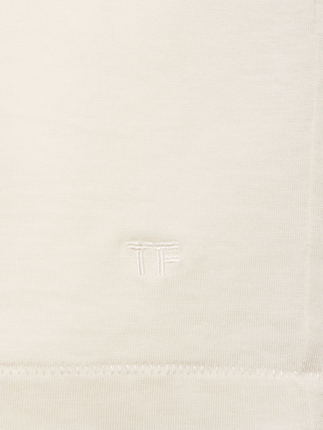 Tom Ford Cotton Blend Crewneck T-shirt In Beige