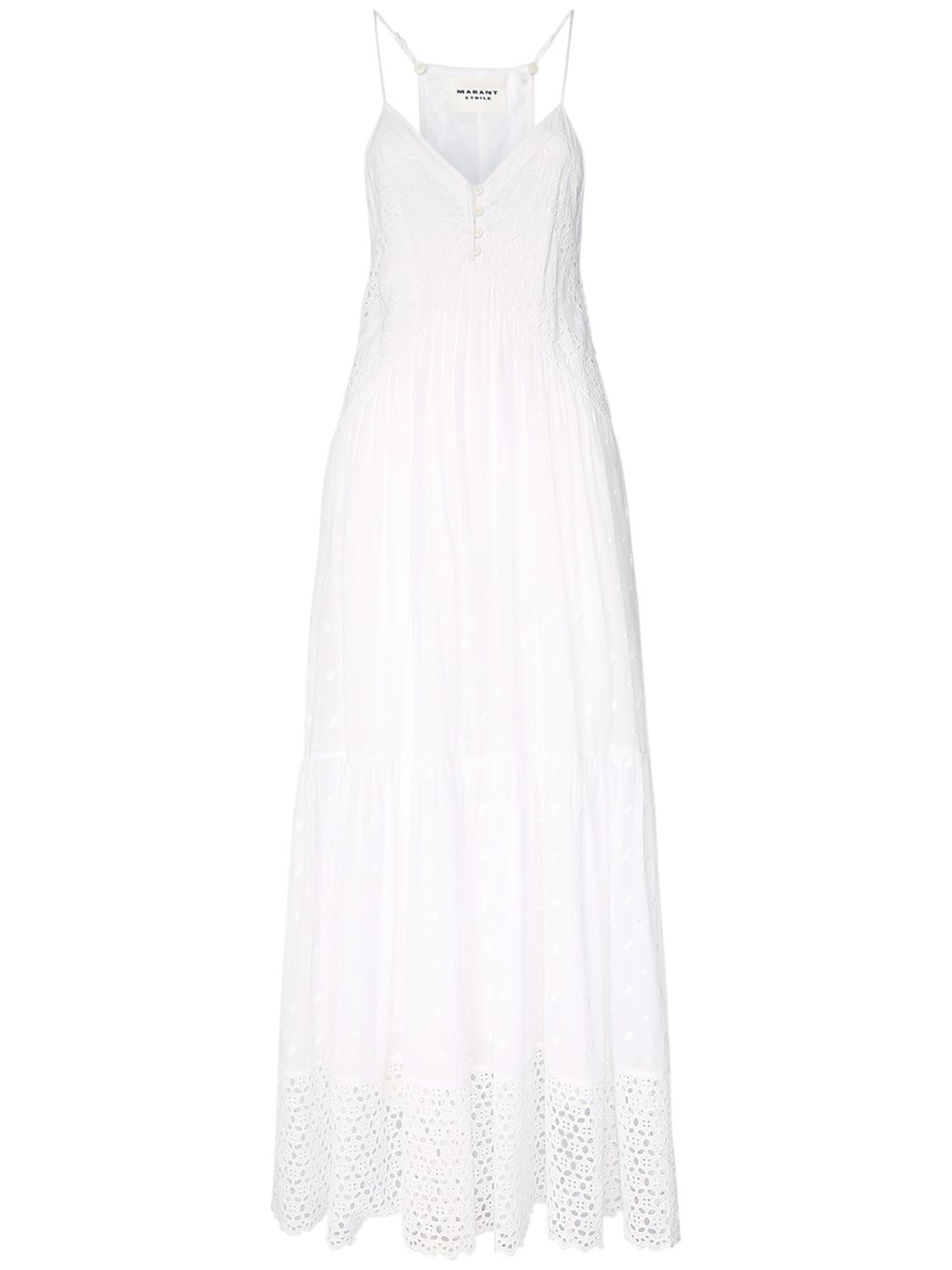 Shop Marant Etoile Sabba Cotton Maxi Dress W/ Embroidery In White