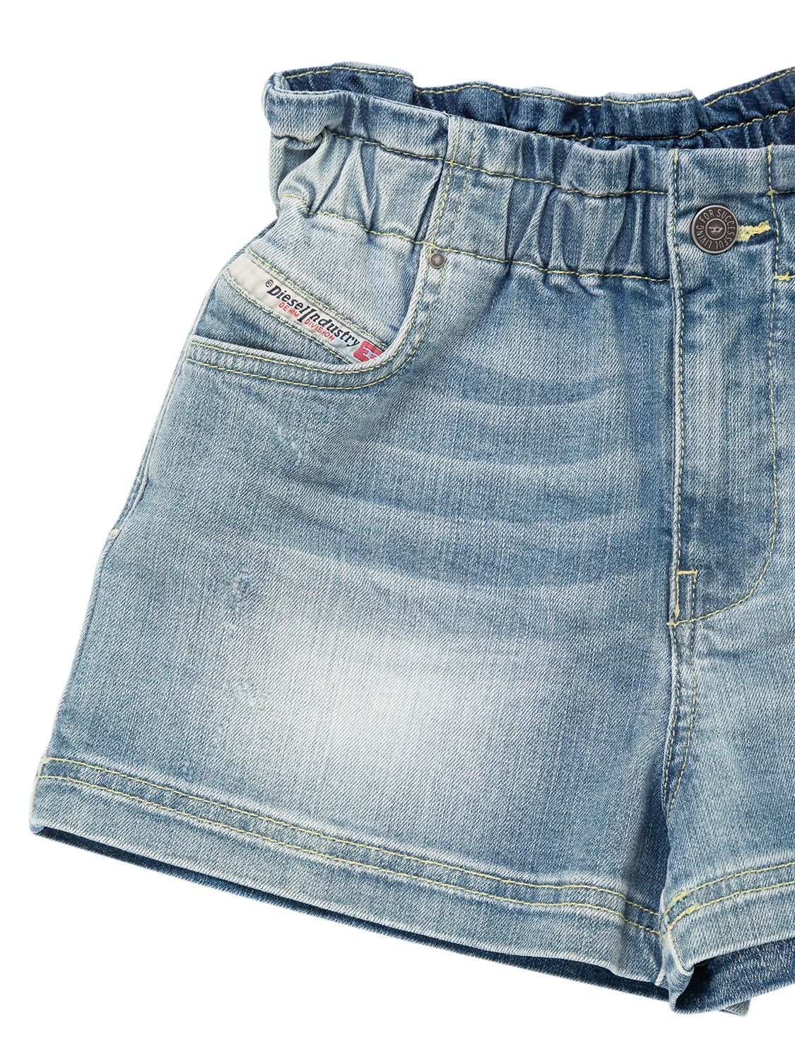 Diesel Cotton Denim Shorts In Light Blue