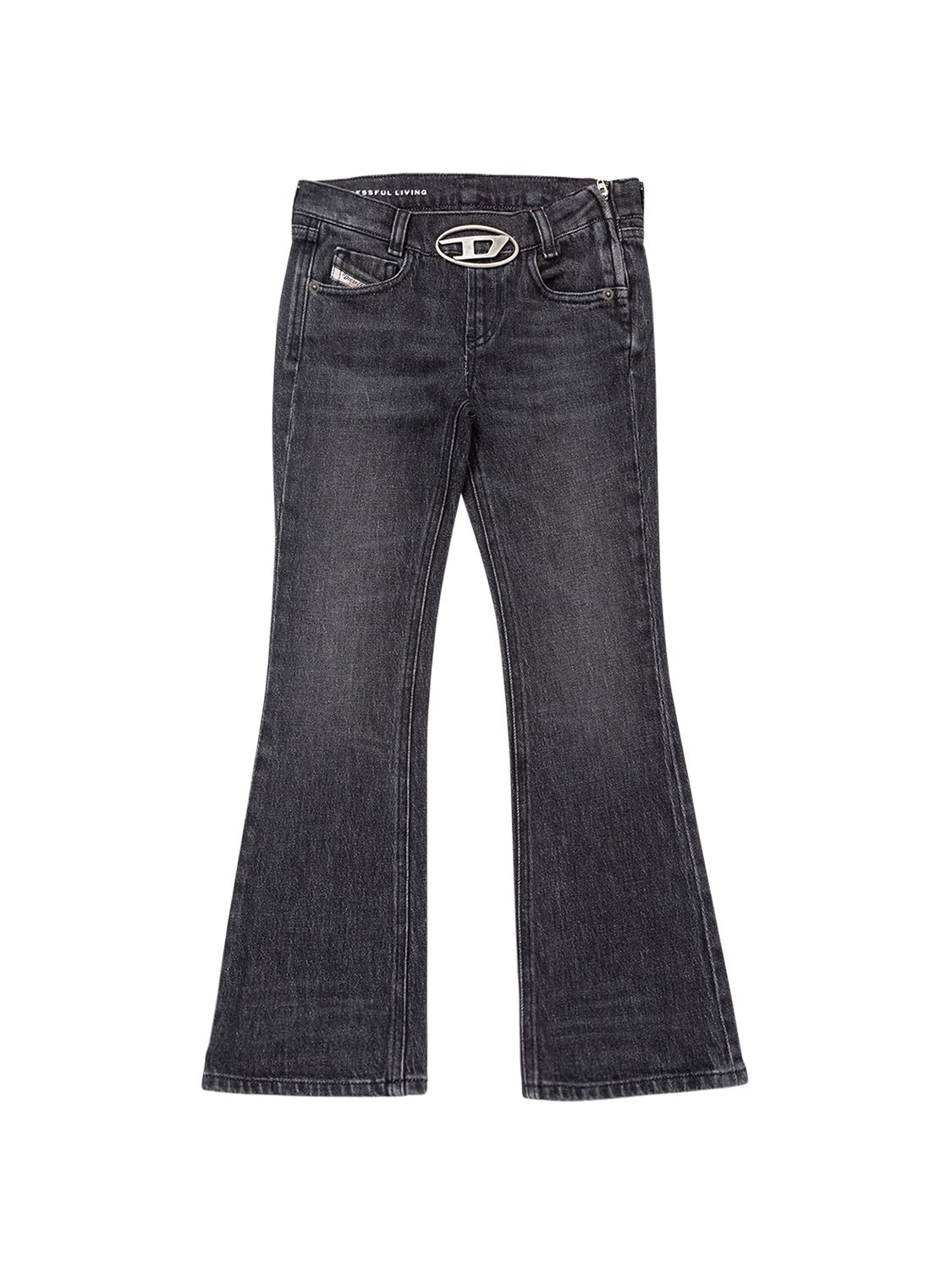 Diesel Cotton Jeans With Metal Oval-d Logo In Black