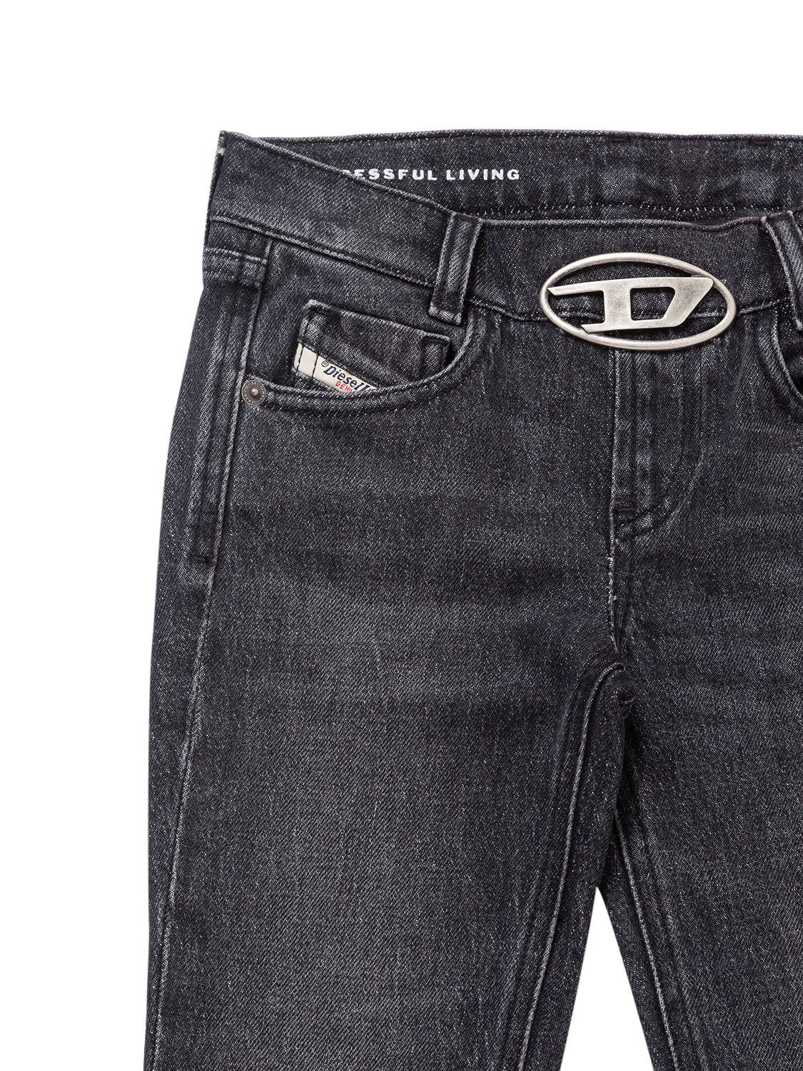 Diesel Cotton Jeans With Metal Oval-d Logo In Black