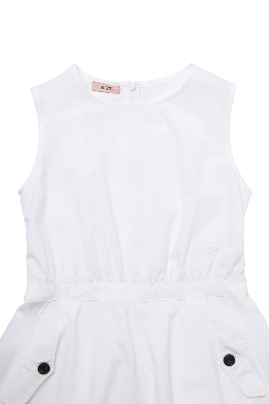 Shop N°21 Sleeveless Cotton Poplin Pocket Dress In White