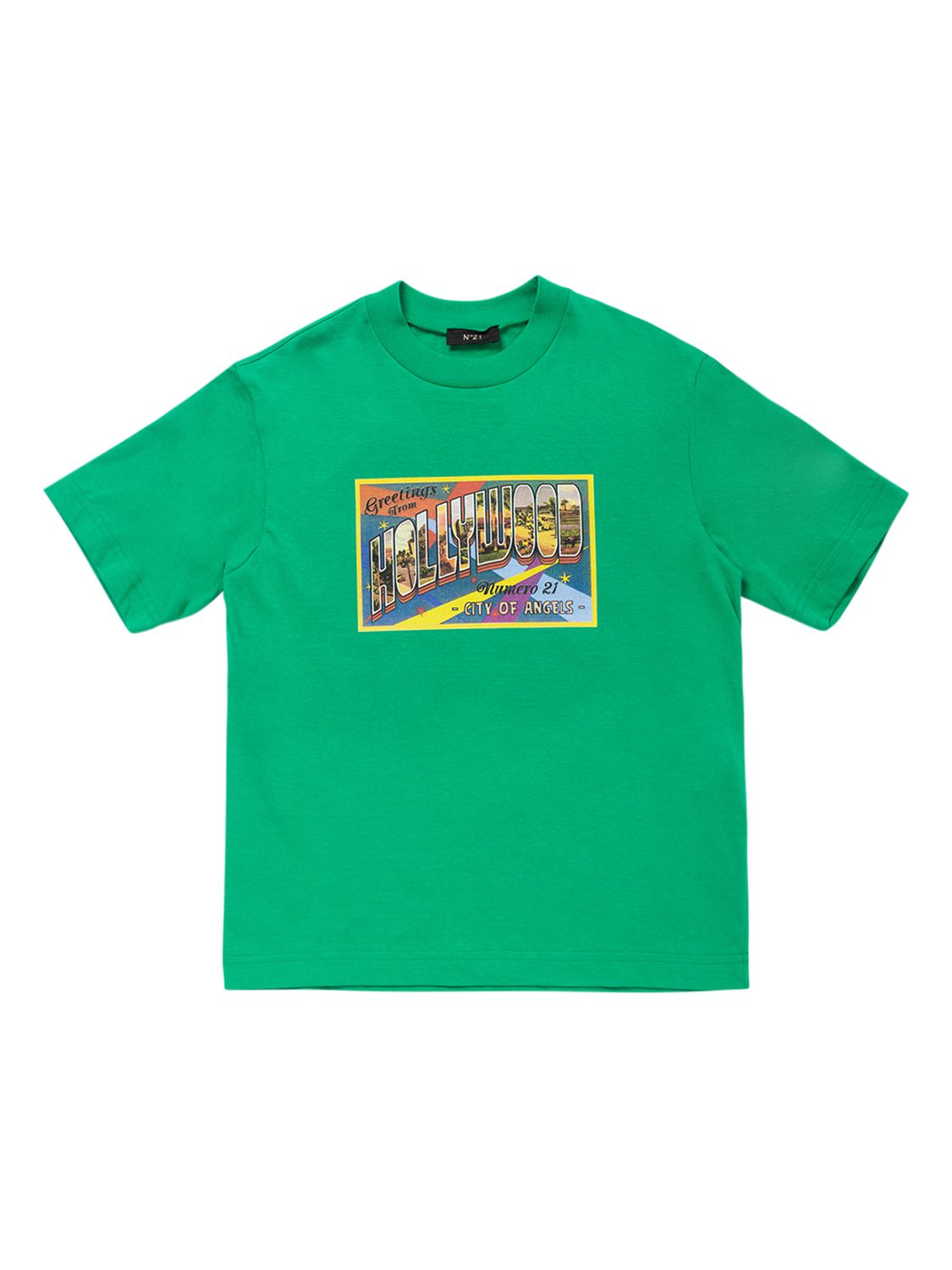 N°21 Printed Cotton Jersey T-shirt In Green