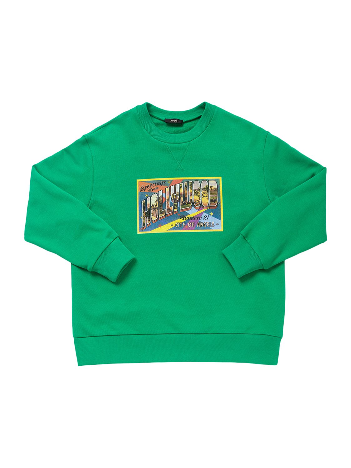 N°21 Printed Cotton Crewneck Sweatshirt In White