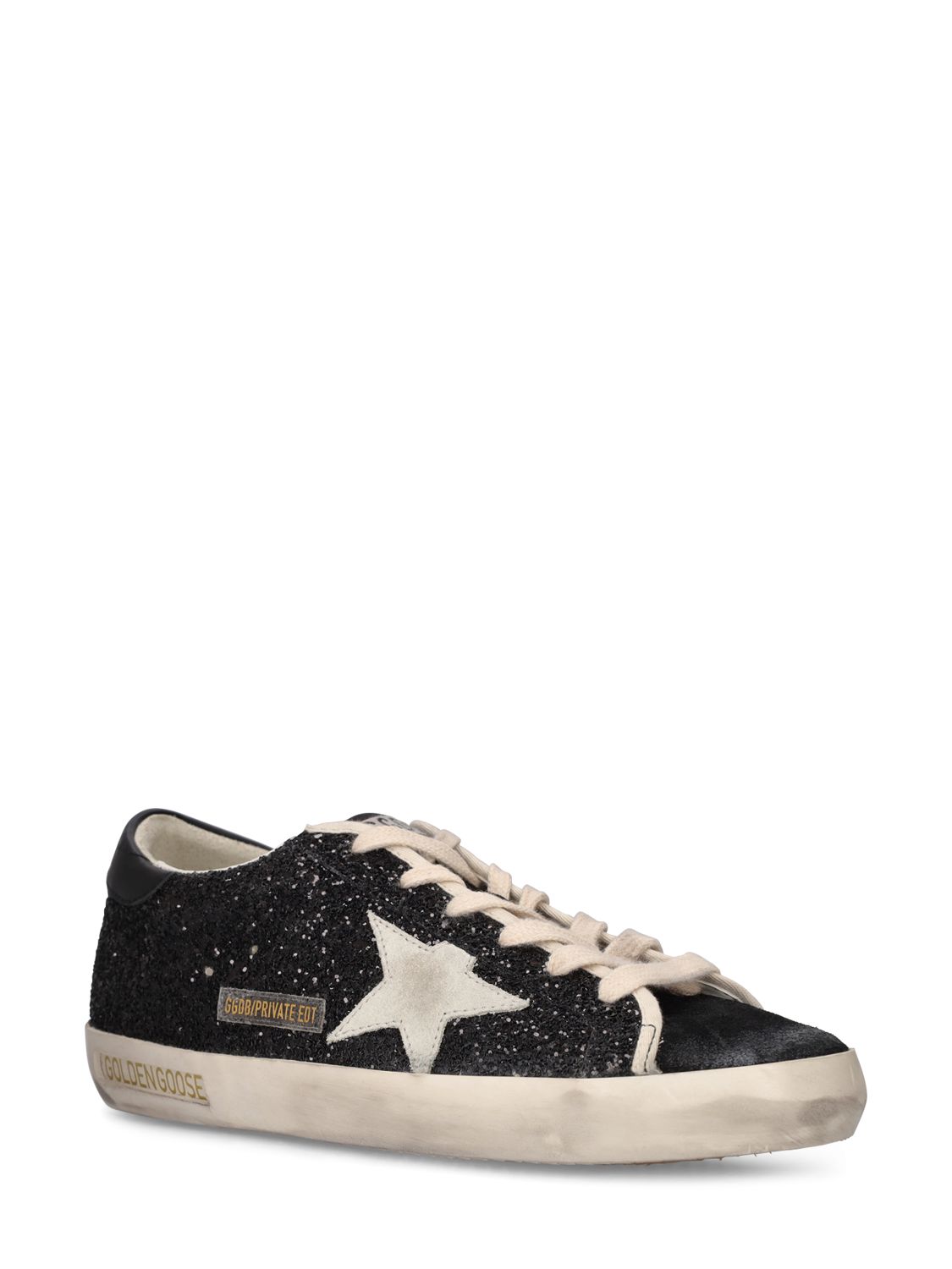 Golden Goose Lvr Exclusive Super-star Glitter Sneaker In Black