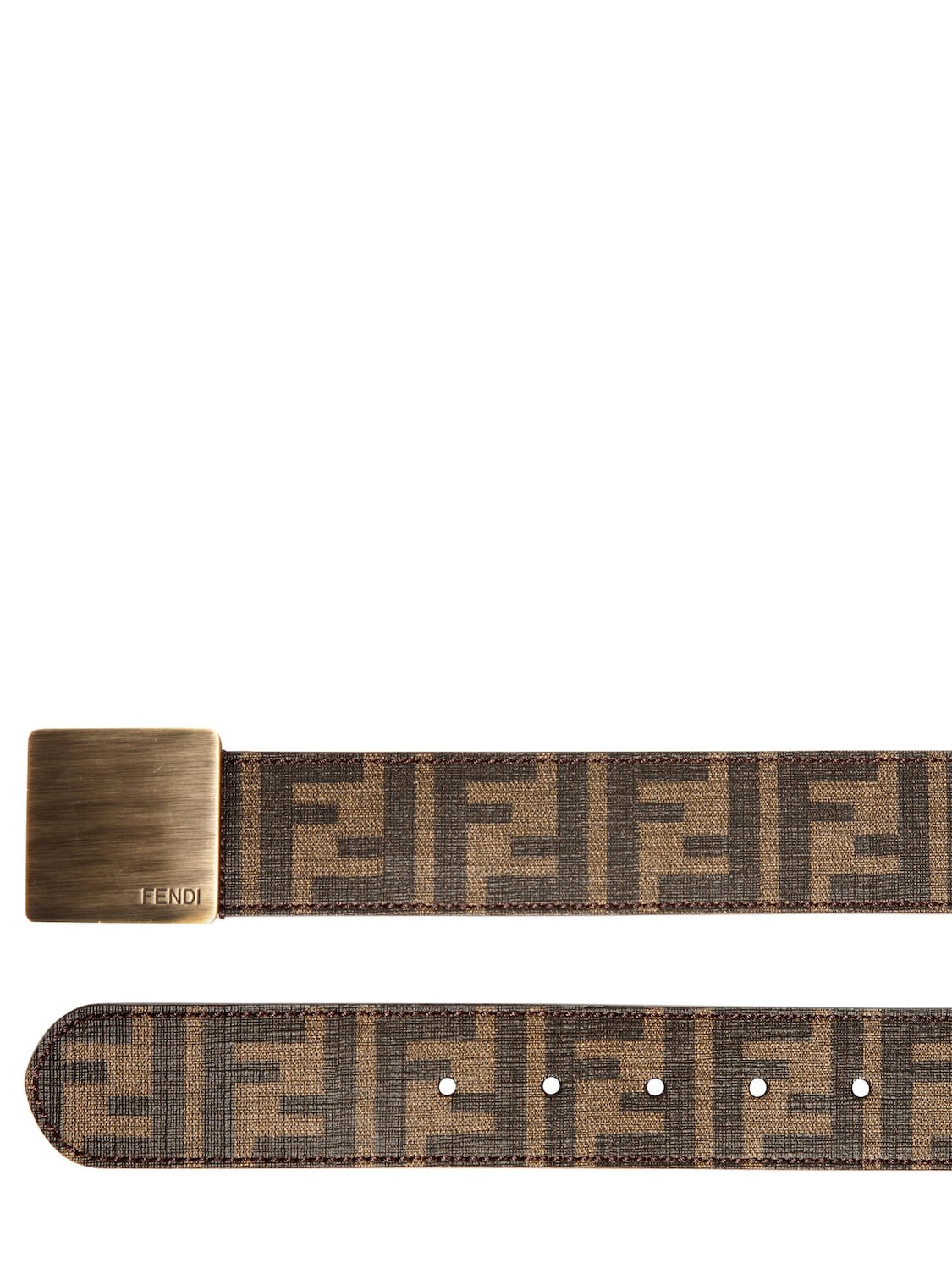 Fendi 4cm Zucca Logo Canvas Belt In Brown