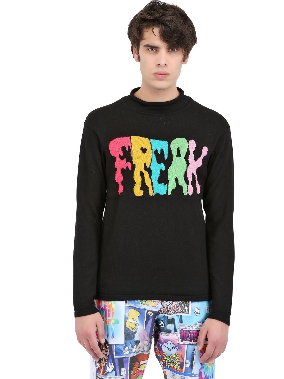 Jeremy Scott Cotton Knit Freak Sweater In 黑色