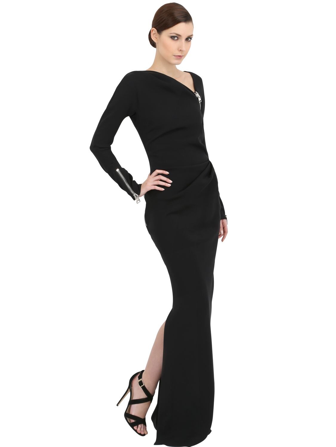 Tom Ford Asymmetric Stretch Georgette Dress In Black