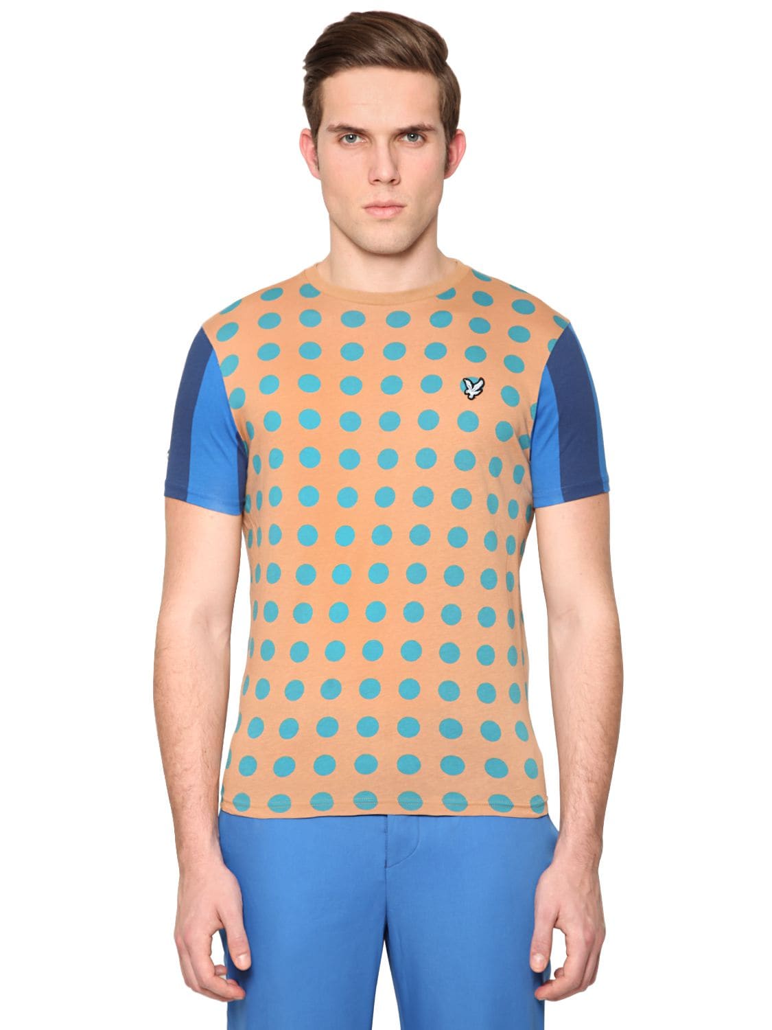 Lyle&scott For Jonathan Saunders Polka Dot Printed Cotton T-shirt In Blue