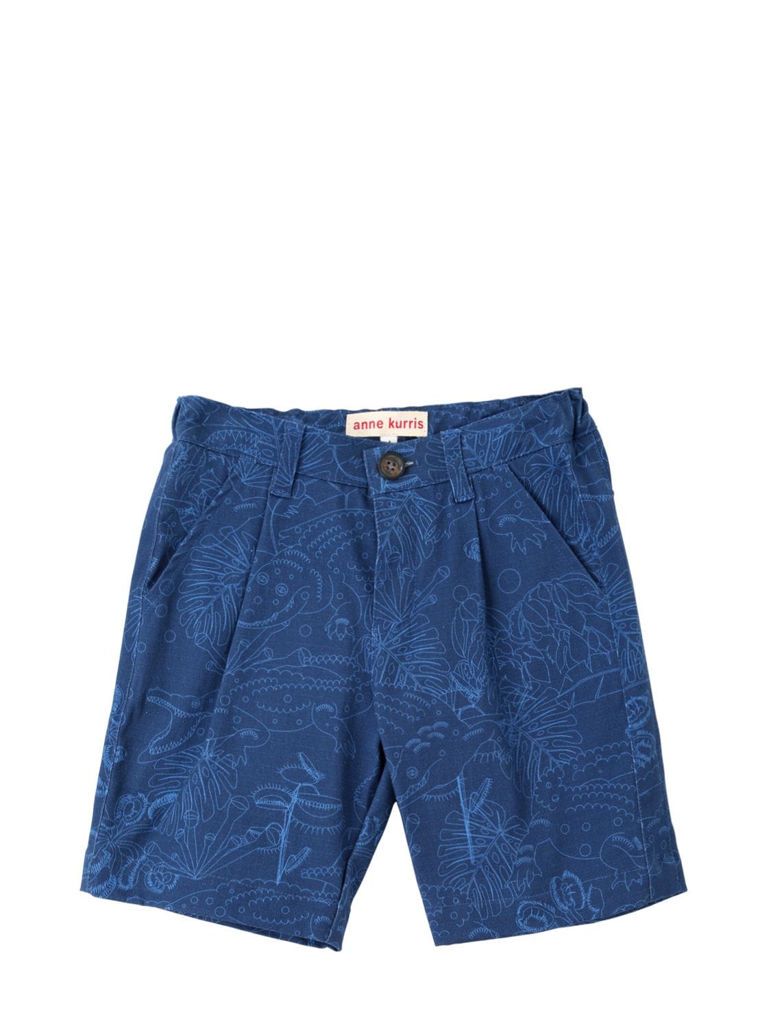 Anne Kurris Kids' Printed Cotton Gabardine Shorts In Blue