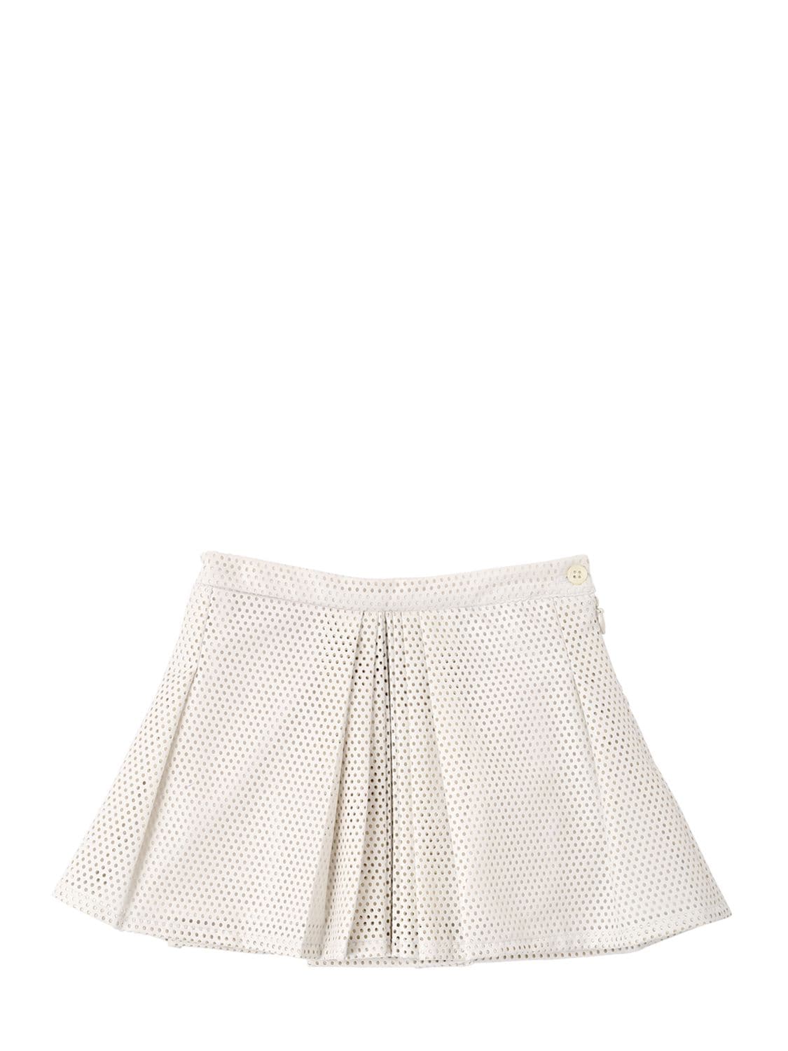 Anne Kurris Kids' Perforated Faux Leather Mini Skirt In White