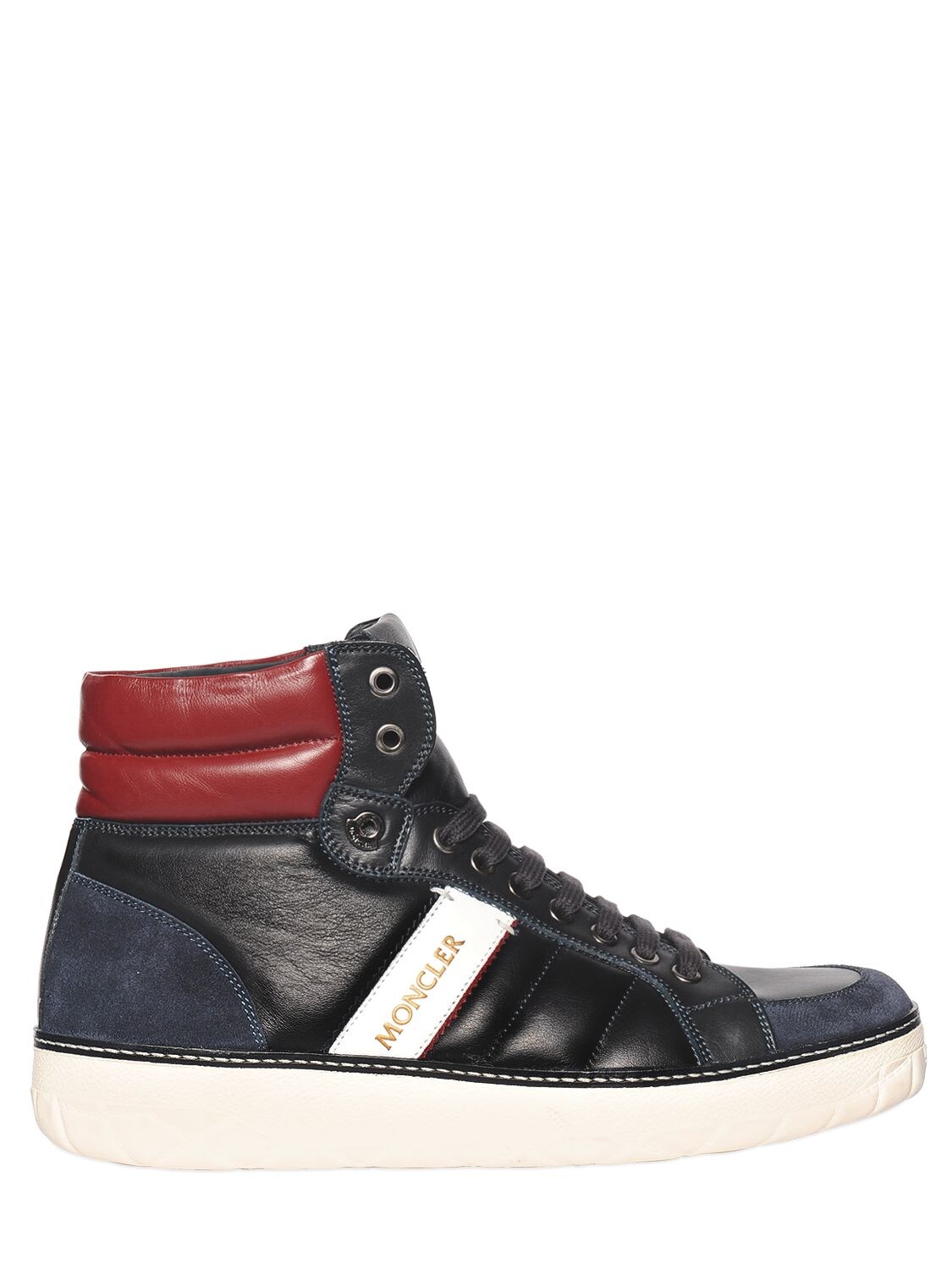 MONCLER LEATHER HIGH TOP SNEAKERS,62I0T9007-Nzc40