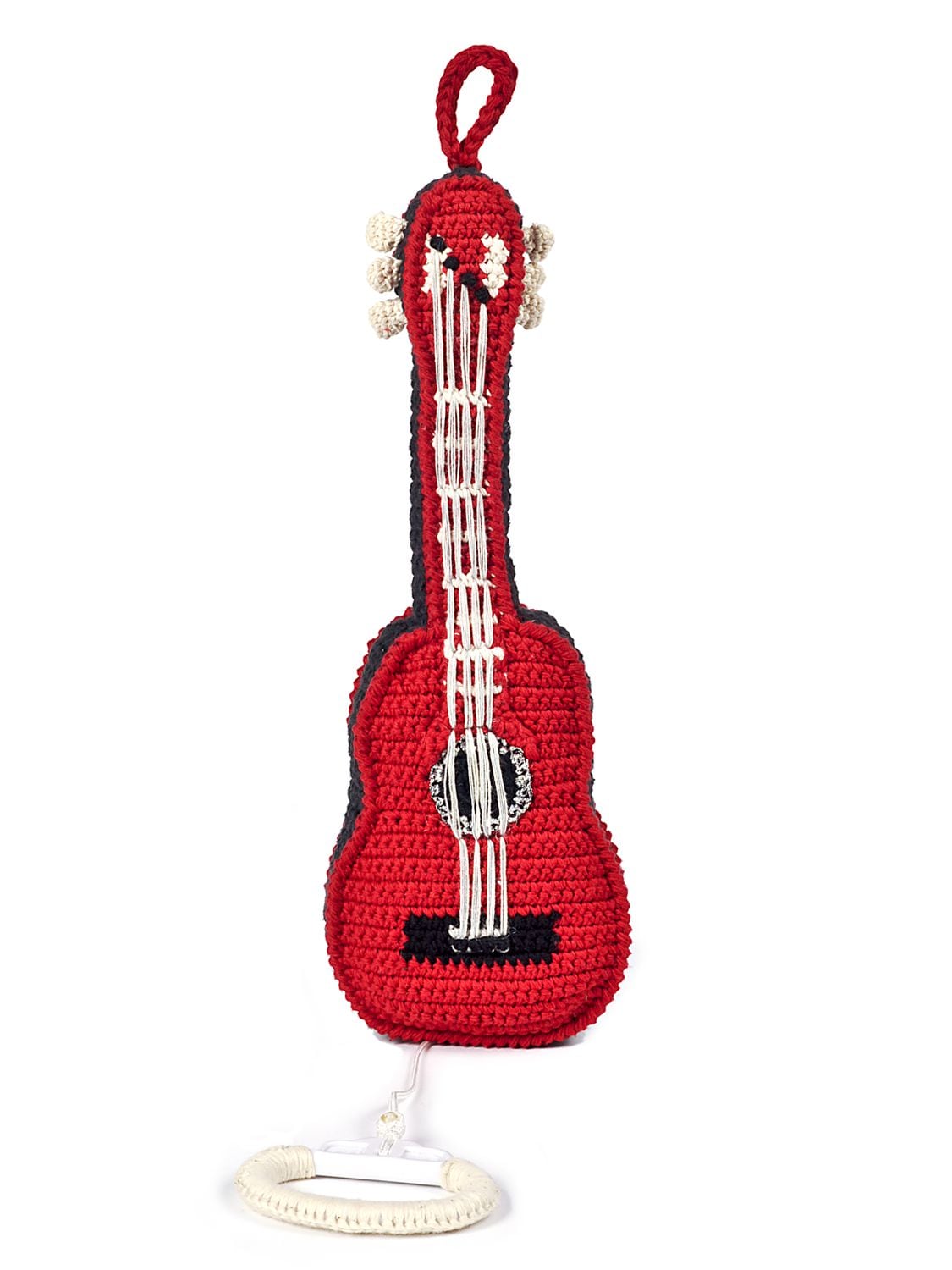 Anne-claire Petit Kids' Hand-crochet Guitar With Music Box In Red