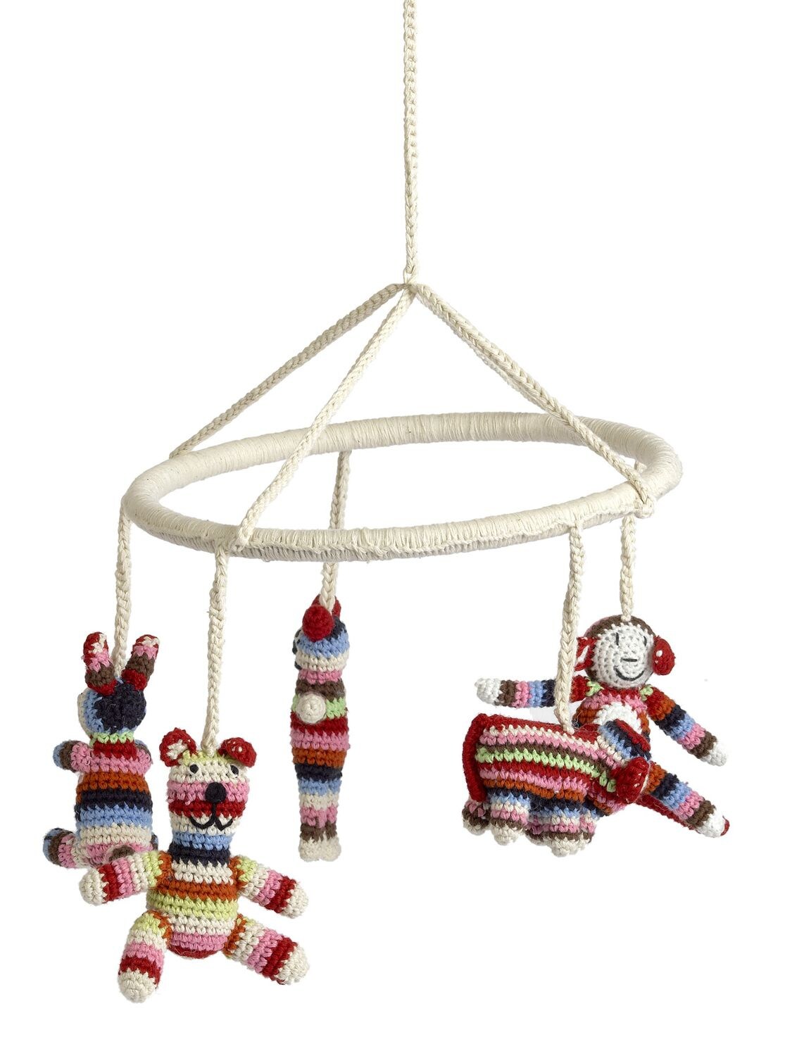 Anne-claire Petit Kids' Hand-crocheted Crib Mobile With Animals In Multicolor