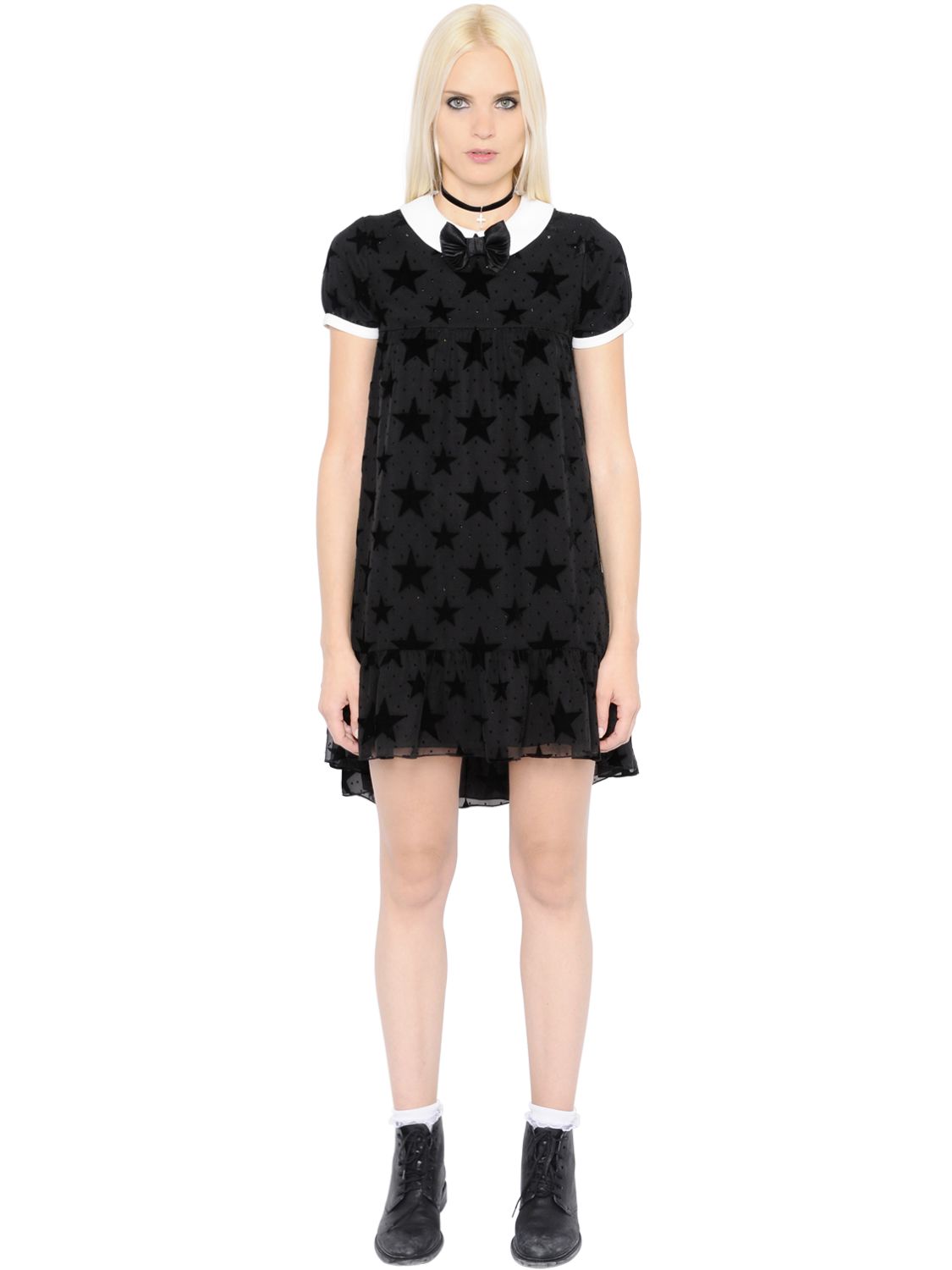 VELVET STARS CHIFFON DEVORE DRESS