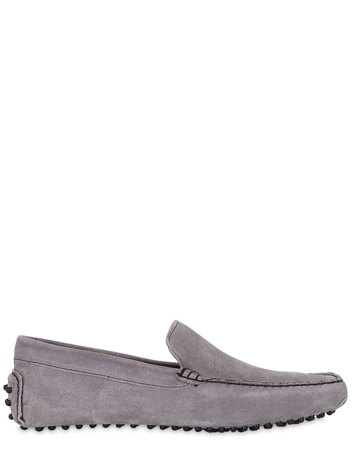 Calzoleria Toscana Handmade Suede Driving Shoes In Grey