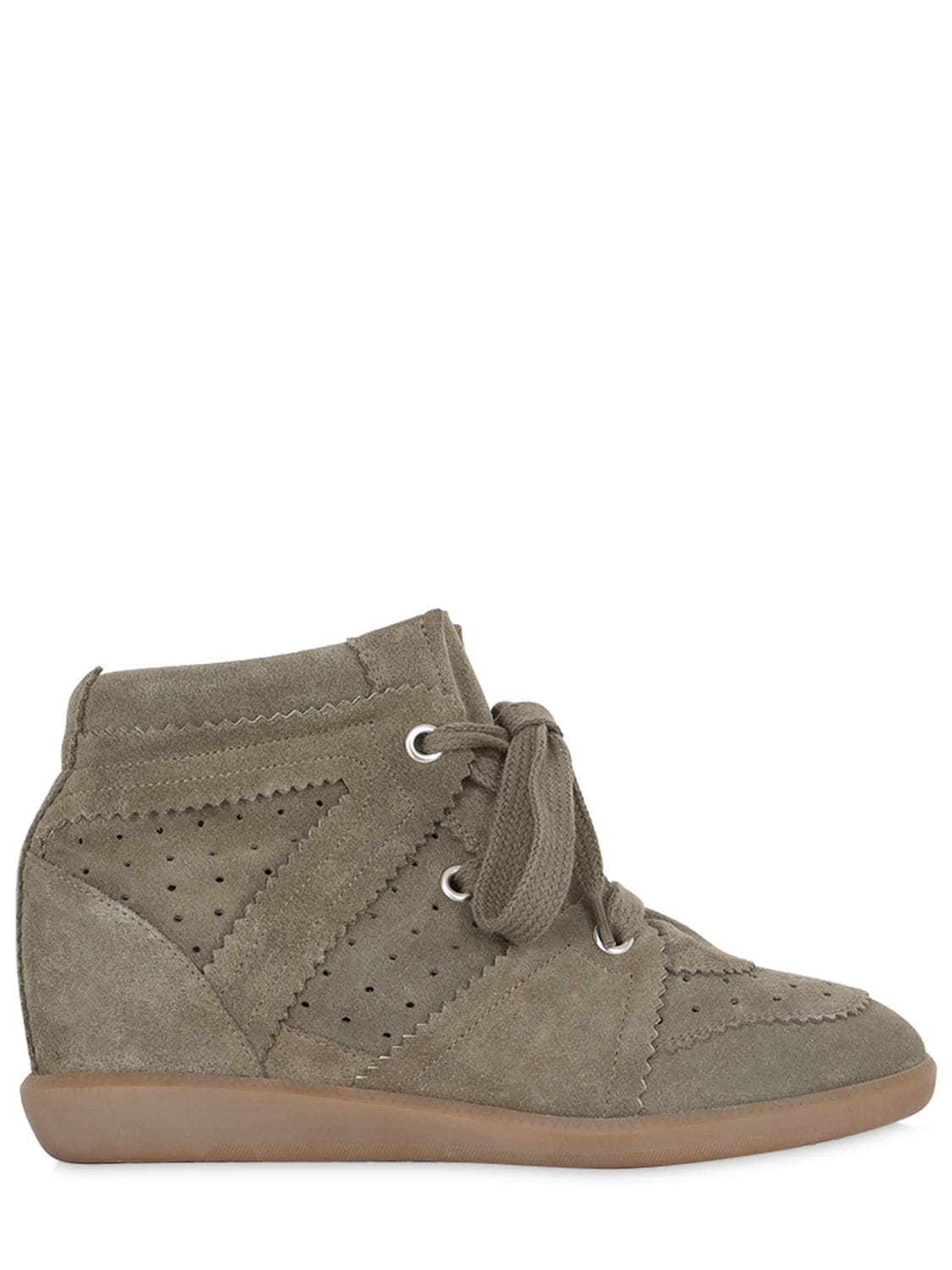 Isabel Marant 80mm Bobby Suede Wedge Sneakers In Taupe