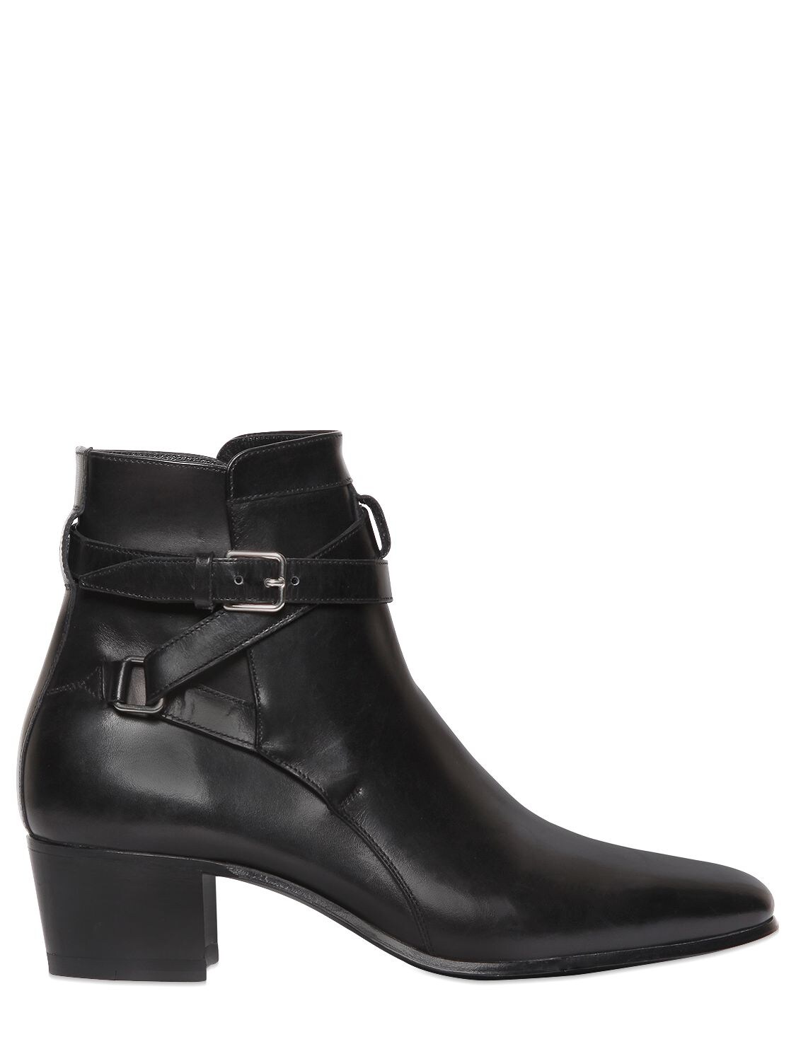 Saint Laurent 40mm Blake Leather  Ankle Boots In Black