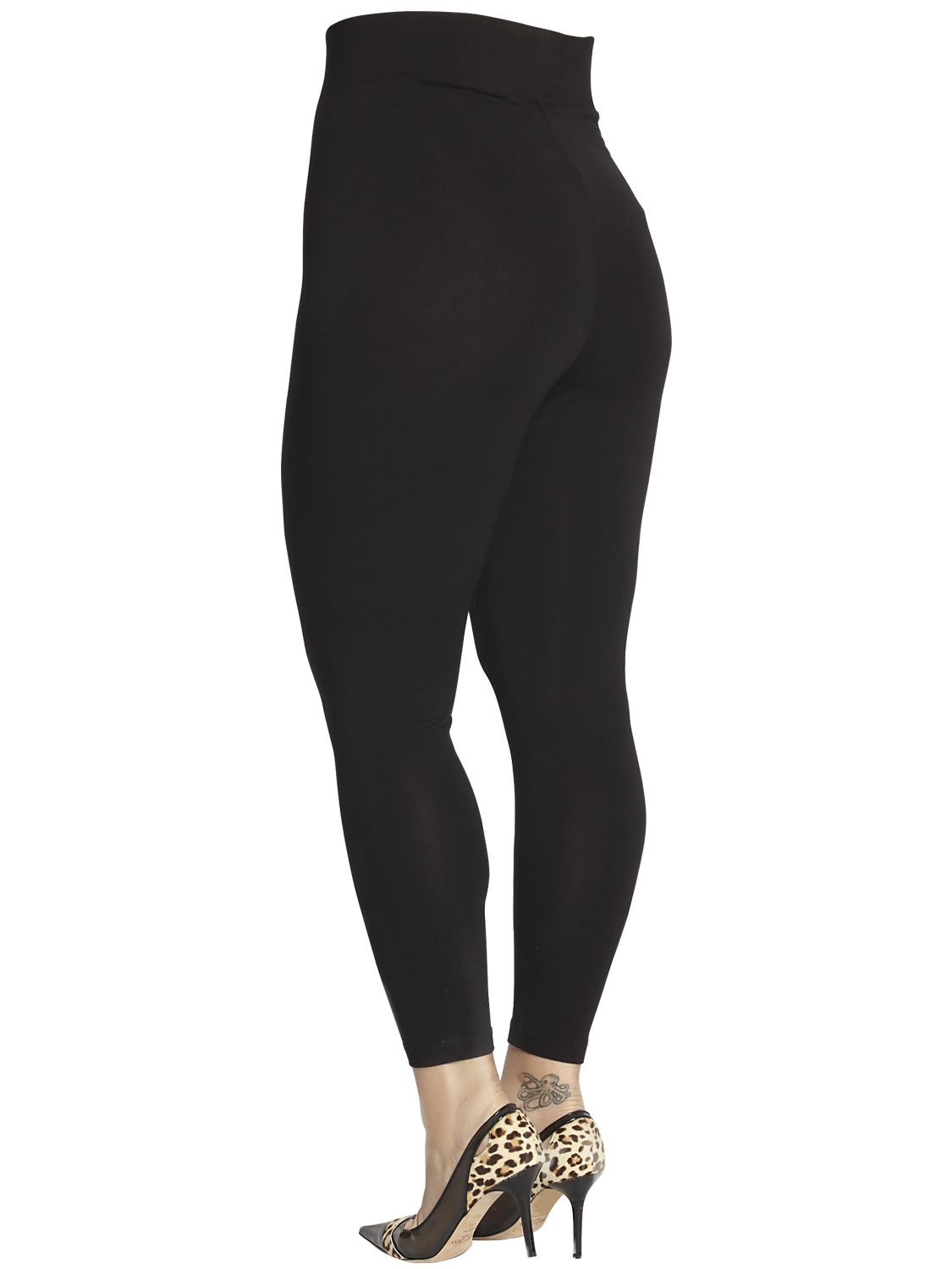 Beth Ditto High Waisted Stretch Rayon Leggings In Black