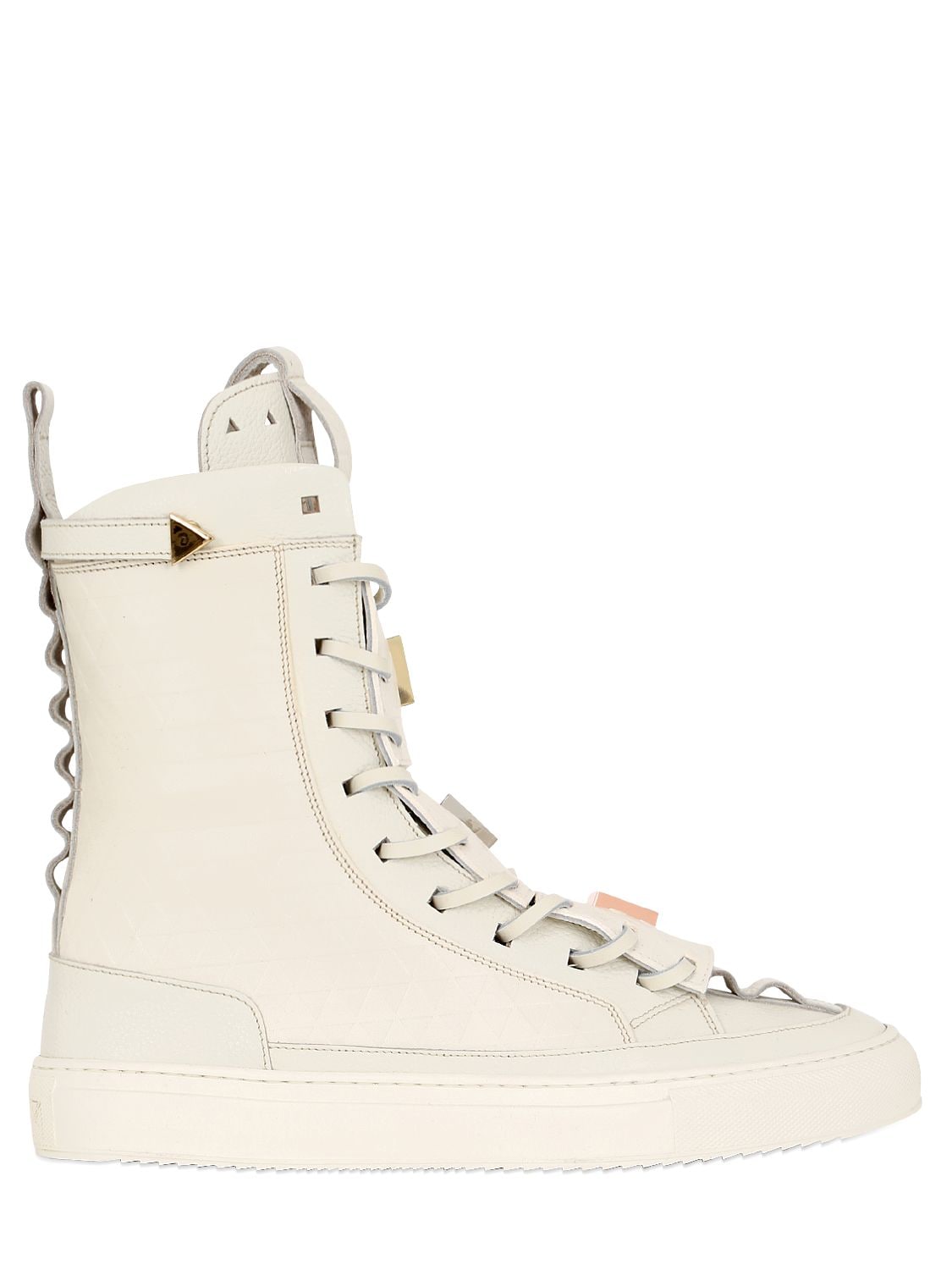 K1x X Patrick Mohr Limited Edition Leather Trainer Boots In Off White