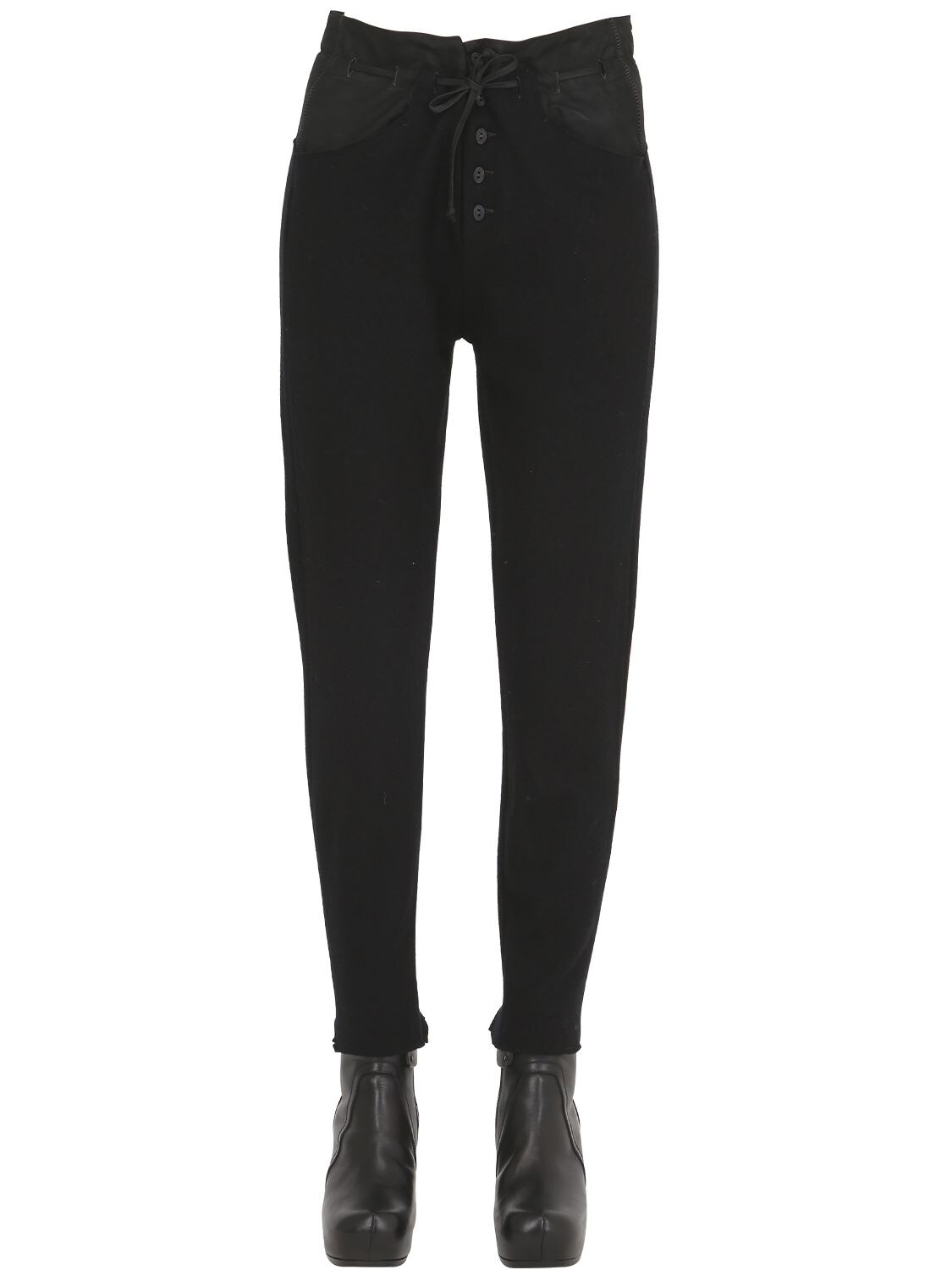 Transit Par-such Boiled Wool & Leather Pants In Black