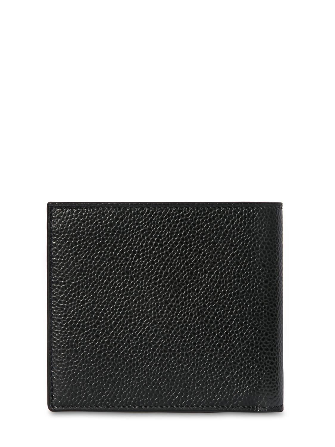 Shop Thom Browne Pebbled Leather Wallet In Black