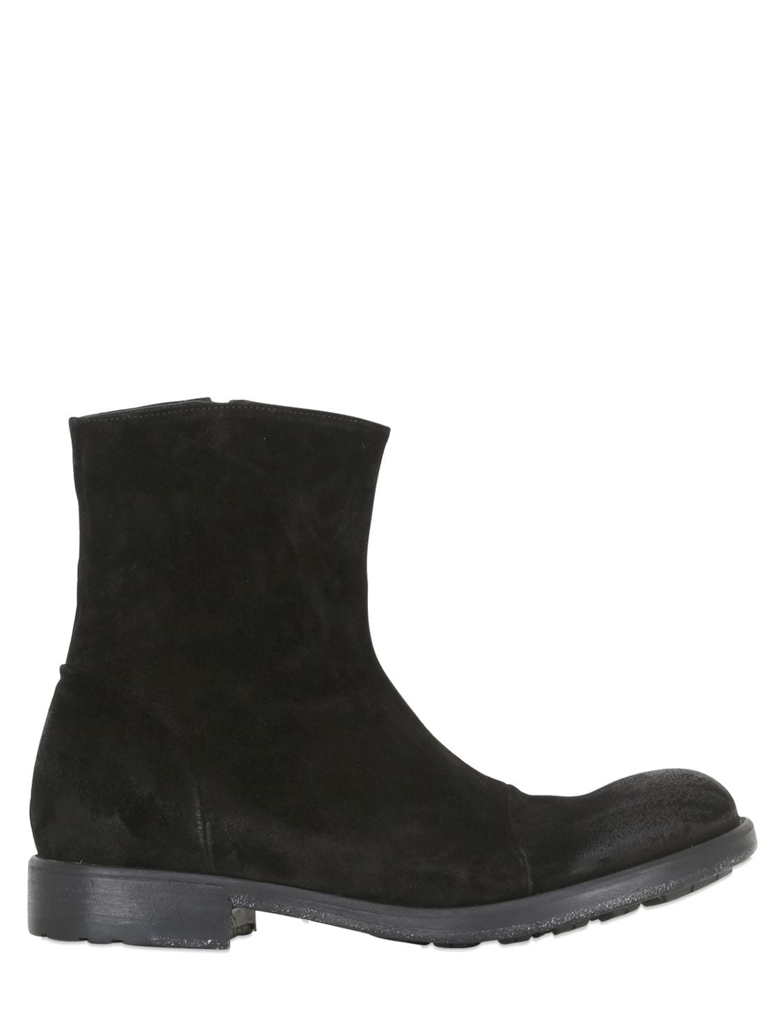 Ernesto Dolani Brushed Suede Cropped Boots In Black
