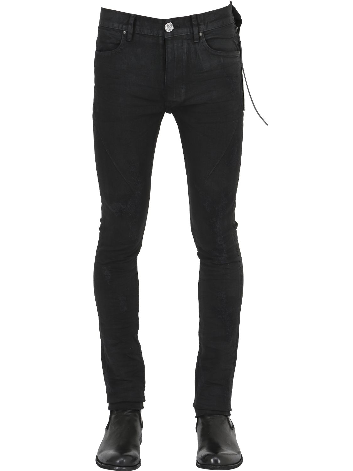 Seigeki 15cm Skinny Coated Denim Jeans In Black