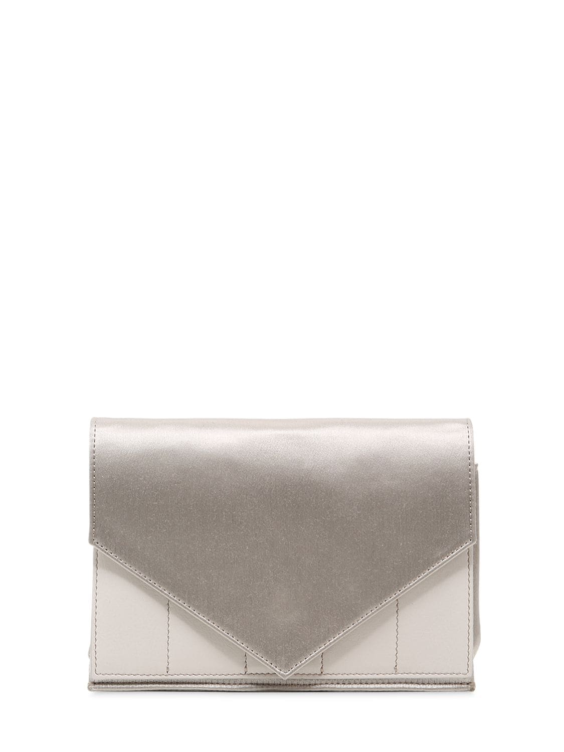 Micoli Silk Satin & Leather Envelope Clutch In Silver