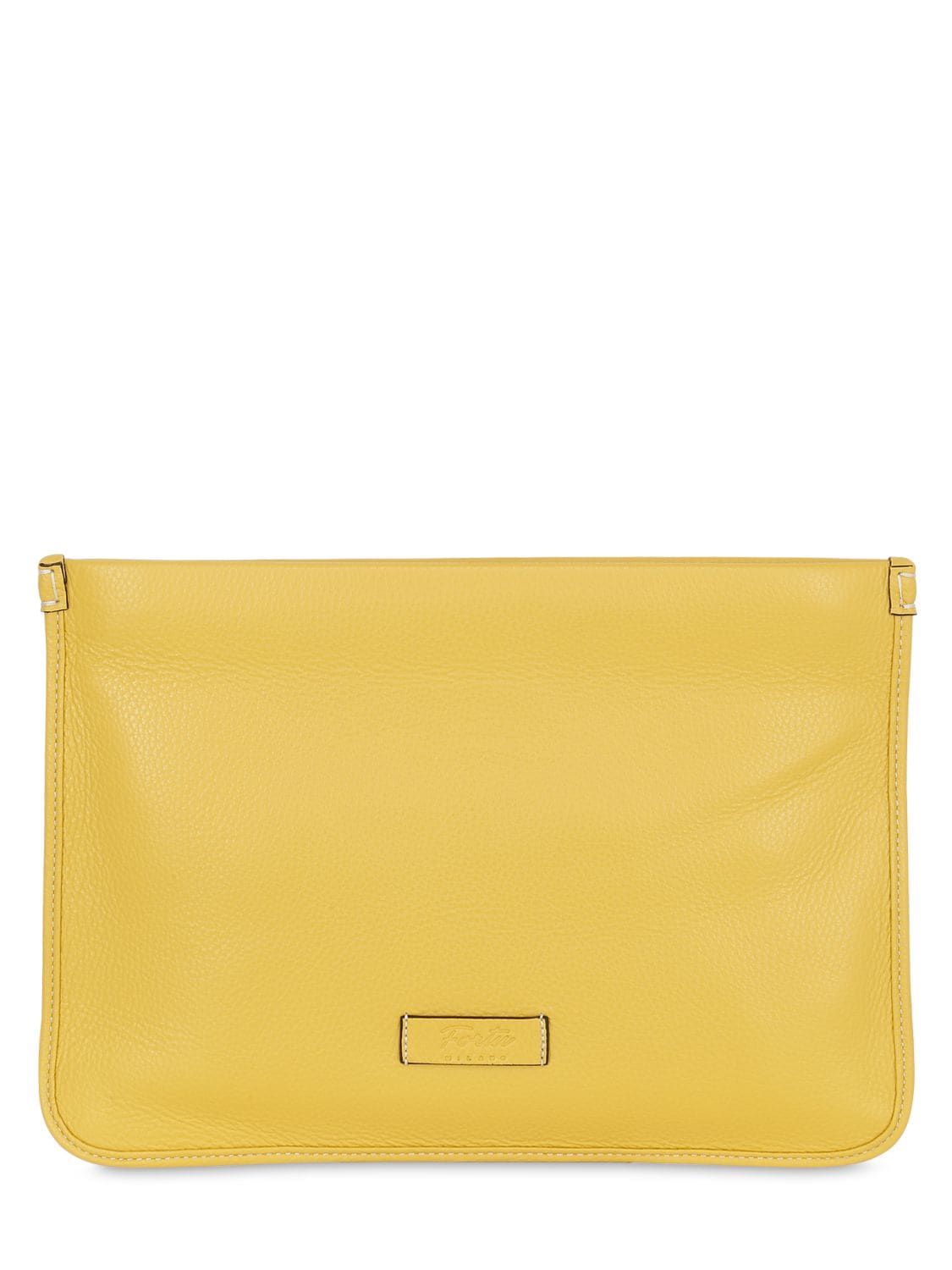 Fortu Milano Jean Leather Pouch In Yellow Ray