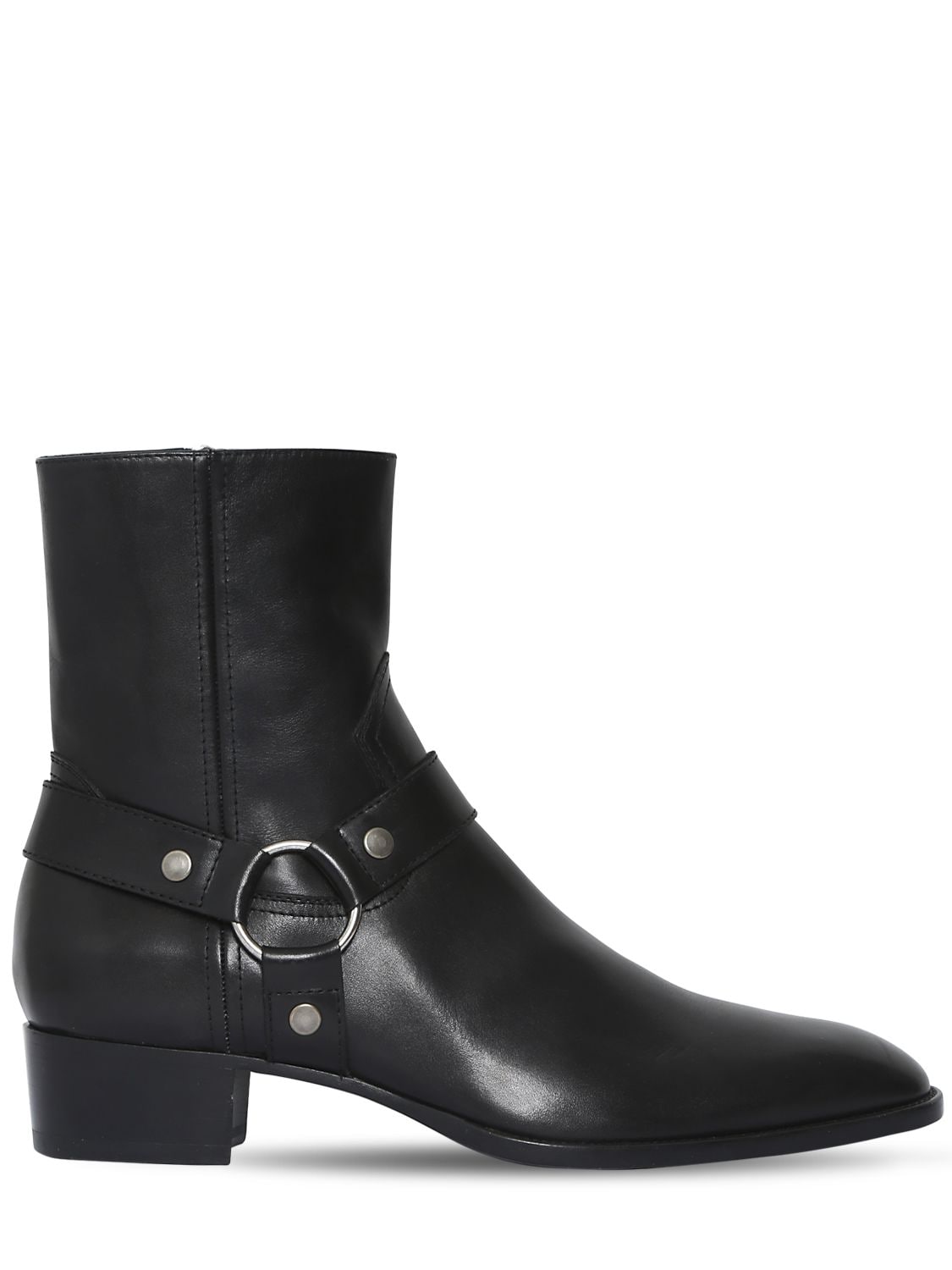 Image of 40mm Wyatt Belted Leather Cropped Boots