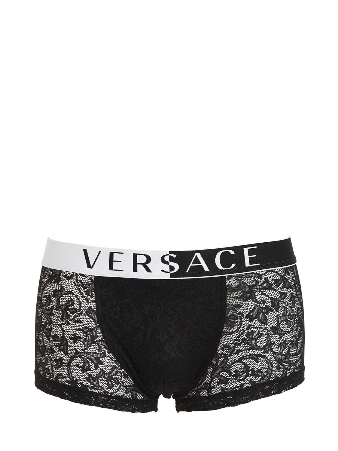 Versace Stretch Lace Boxer Briefs In Black
