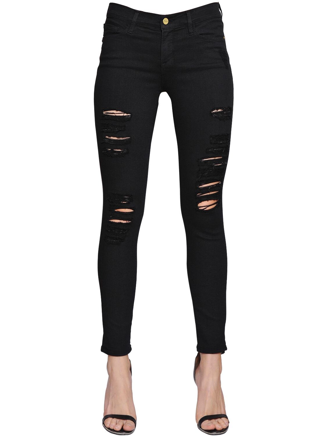 Frame Le Color Ripped Skinny Denim Jeans In 黑色