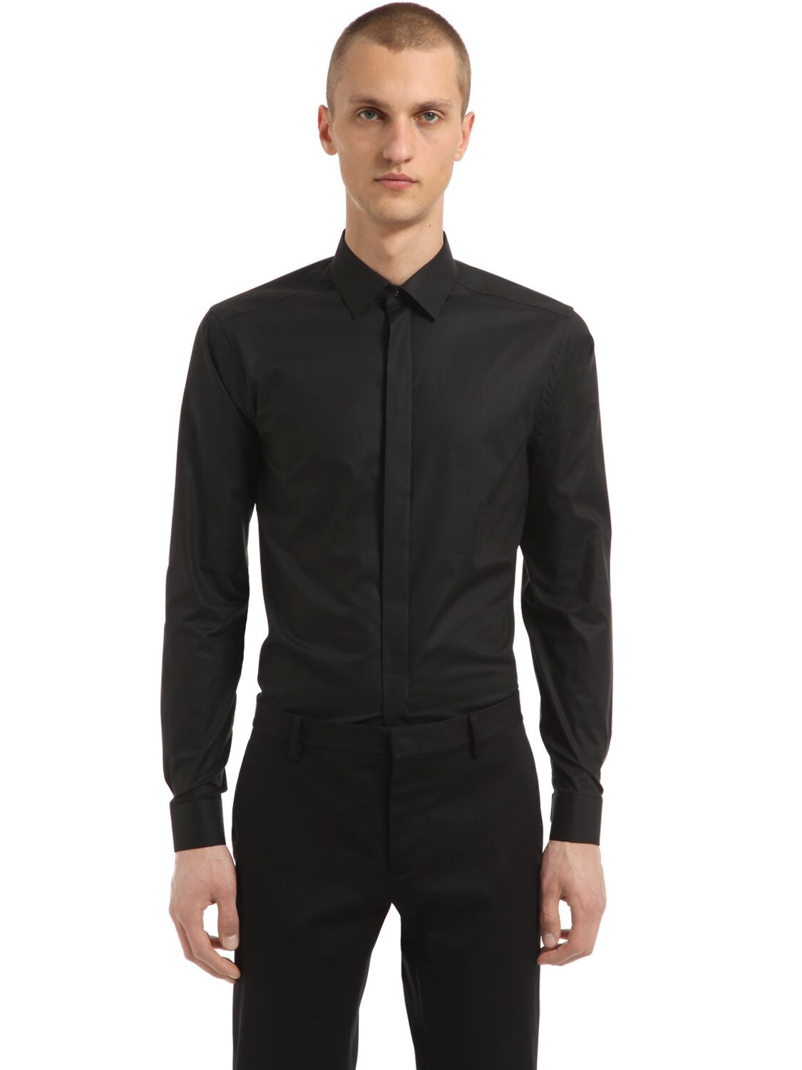 Eton Super Slim Cotton Poplin Shirt In Black